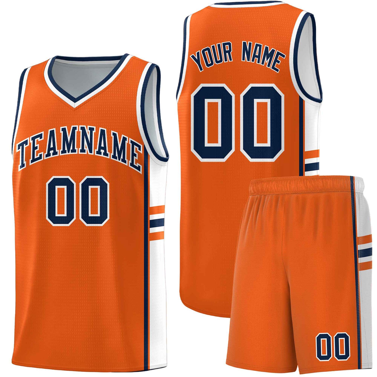Custom Youth Basketball Jersey - Orange White Two-Tone Classic Varsity Uniform