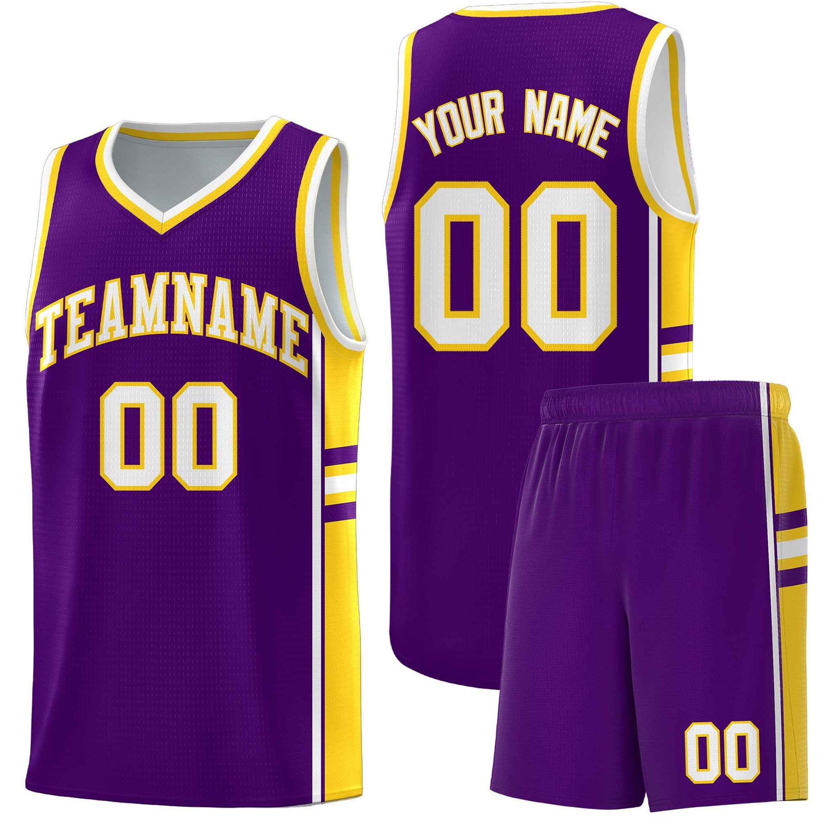 Custom Youth Basketball Jersey - Purple Gold Two-Tone Varsity Jersey Set
