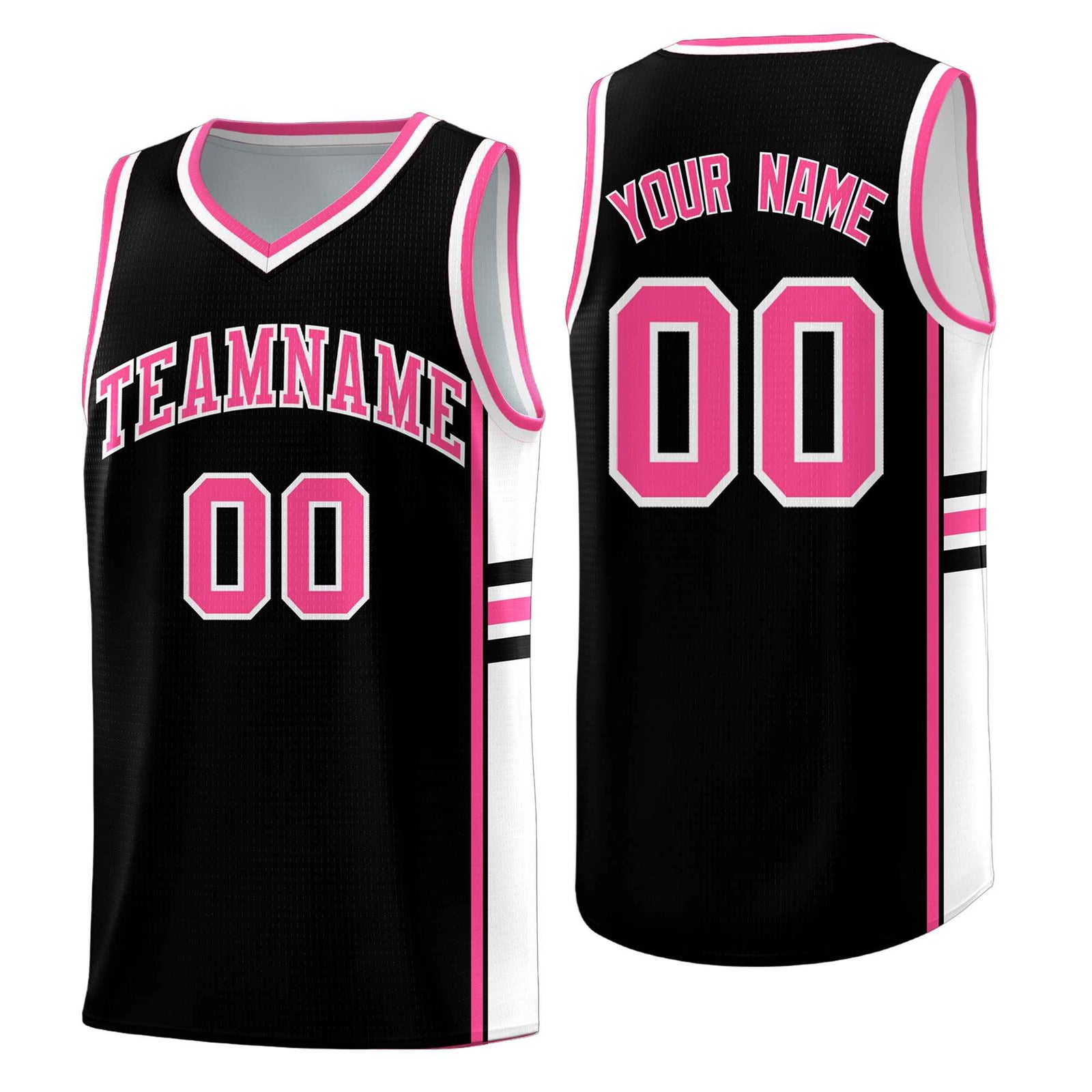 Custom Youth Basketball Jersey - Black Pink Two-Tone Classic Varsity Uniform