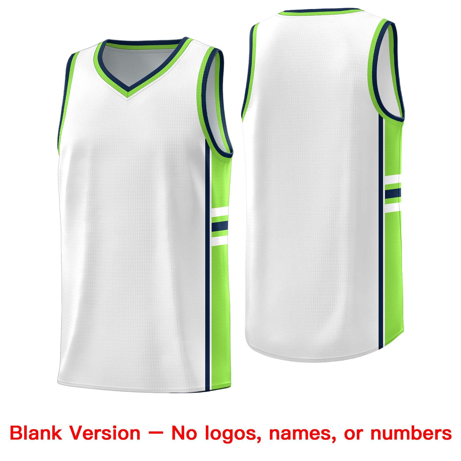 Custom Youth Basketball Jersey - White Fluorescent Green Two-Tone Varsity Jersey Set