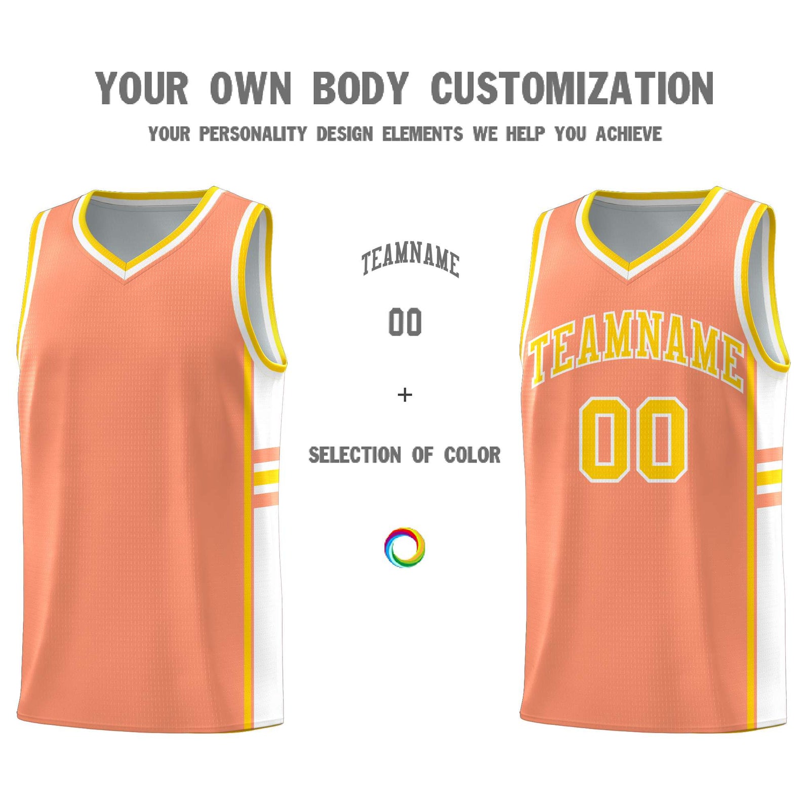 Custom Youth Basketball Jersey - Light Orange White Two-Tone Classic Varsity Uniform