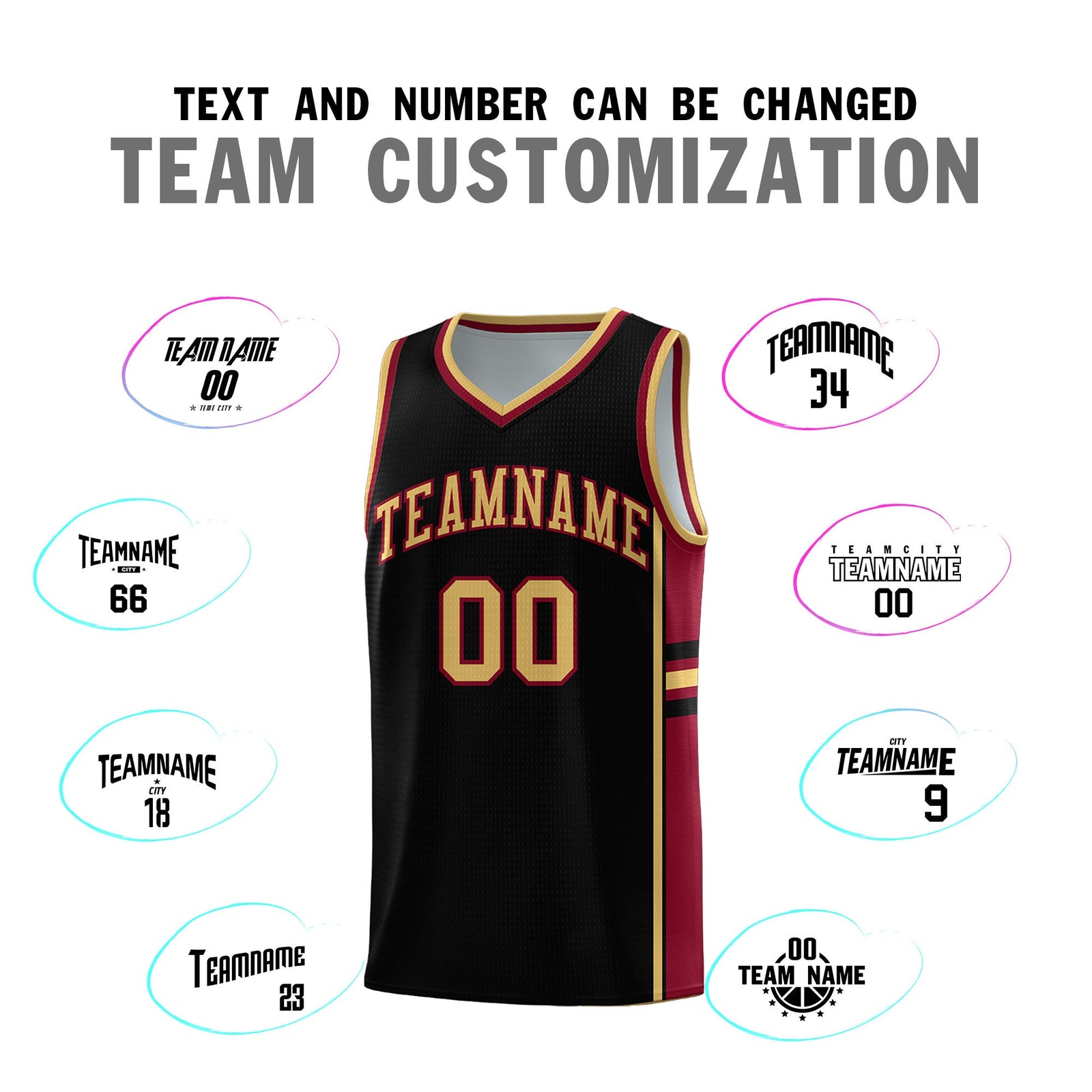 Custom Youth Basketball Jersey - Black Crimson Two-Tone Varsity Jersey Set