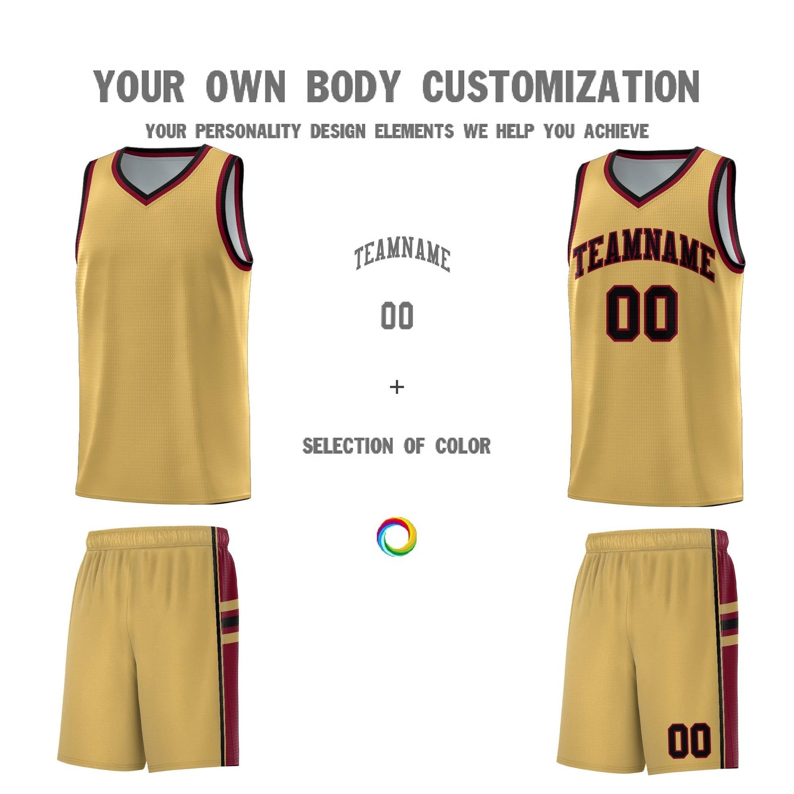 Custom Youth Basketball Jersey - Old Gold Crimson Two-Tone Classic Varsity Uniform