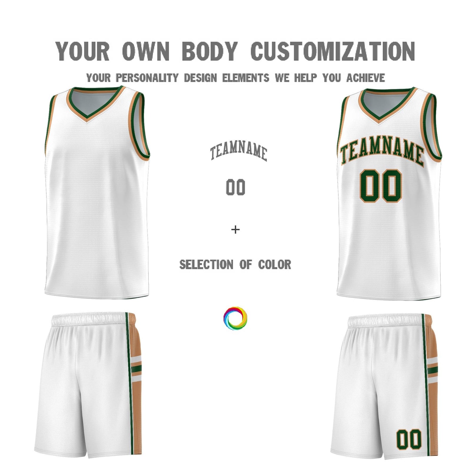 Custom Youth Basketball Jersey - White Buckskin Brown Two-Tone Varsity Jersey Set