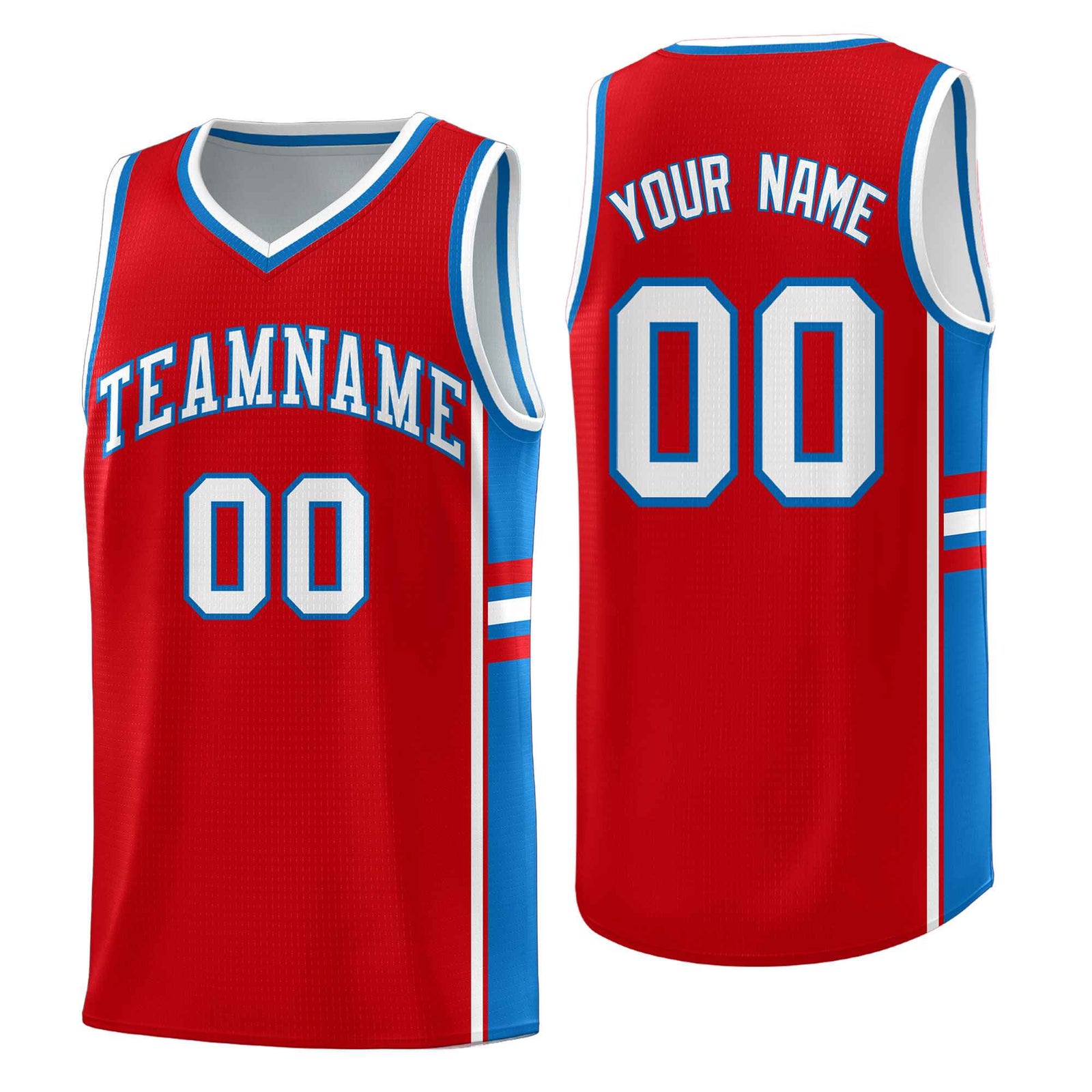 Custom Youth Basketball Jersey - Red Royal Two-Tone Classic Varsity Uniform