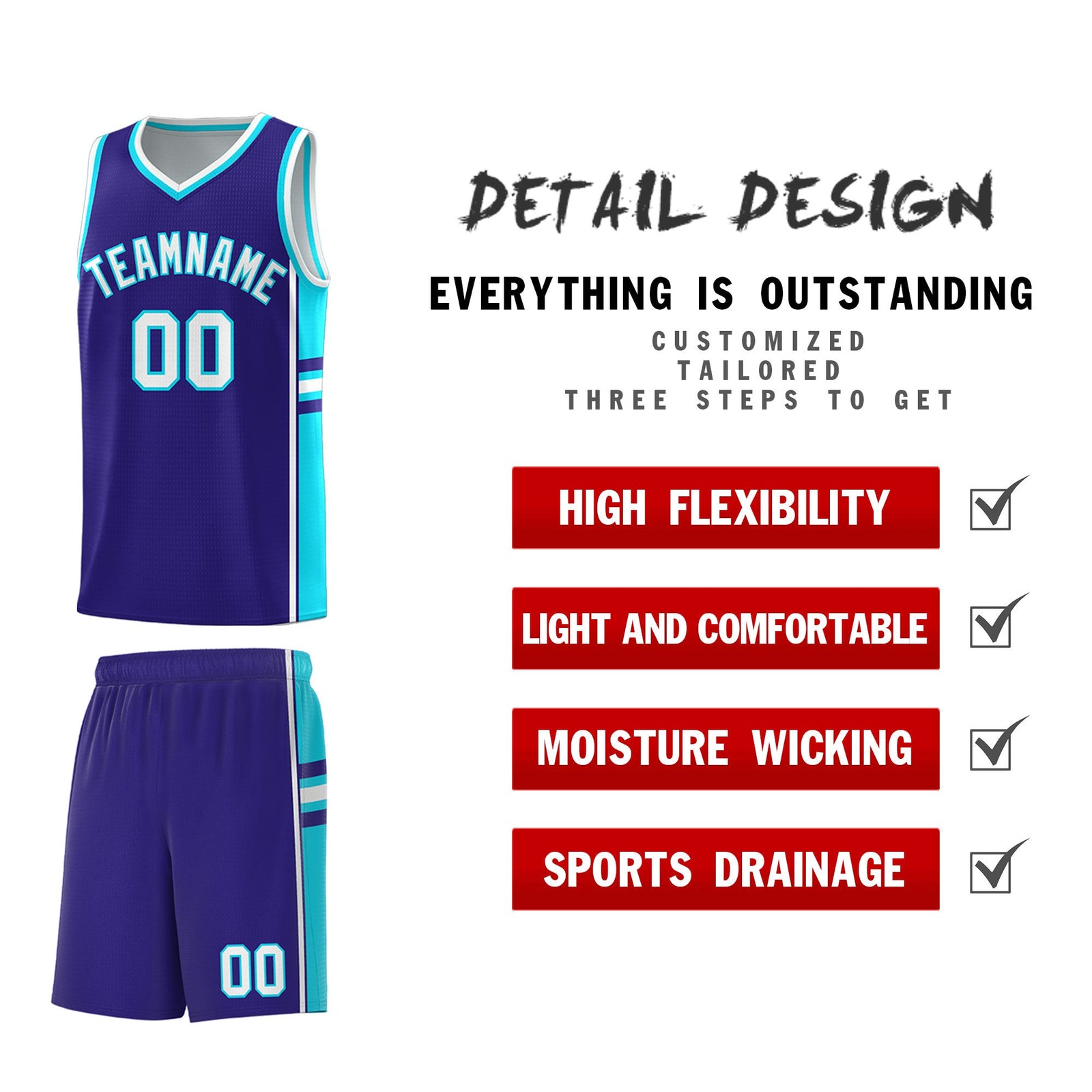 Custom Youth Basketball Jersey - Royal Sky Blue Two-Tone Varsity Jersey Set