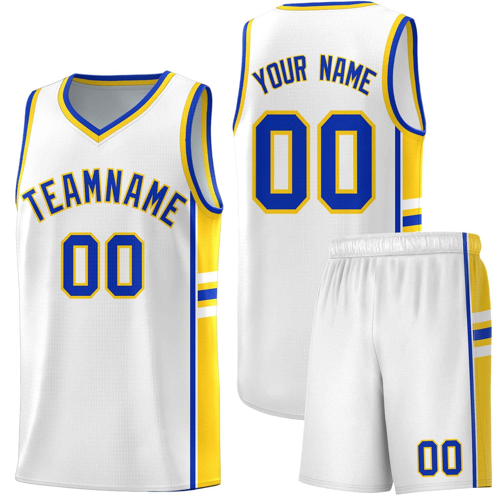 Custom Youth Basketball Jersey - White Gold Personalized Varsity Two-Tone Uniform