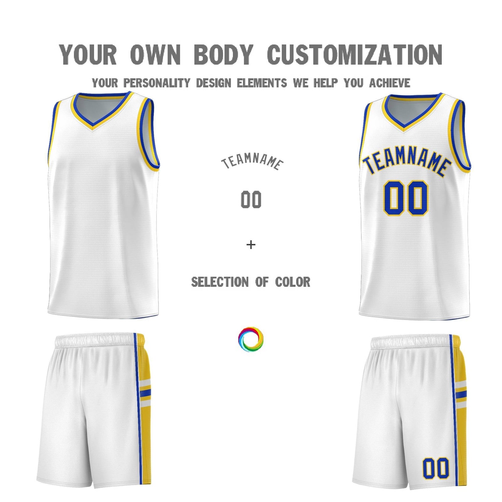 Custom Youth Basketball Jersey - White Gold Personalized Varsity Two-Tone Uniform