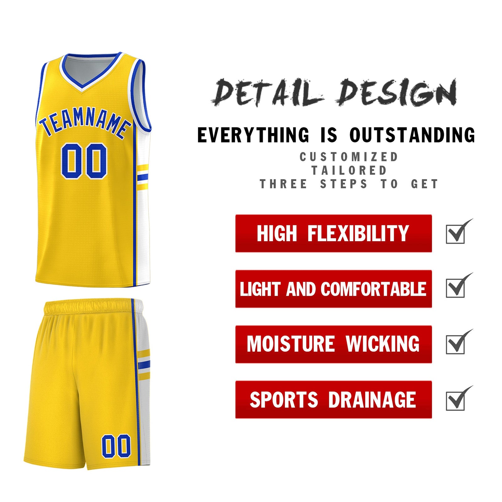 Custom Youth Basketball Jersey - Gold White Two-Tone Classic Varsity Uniform