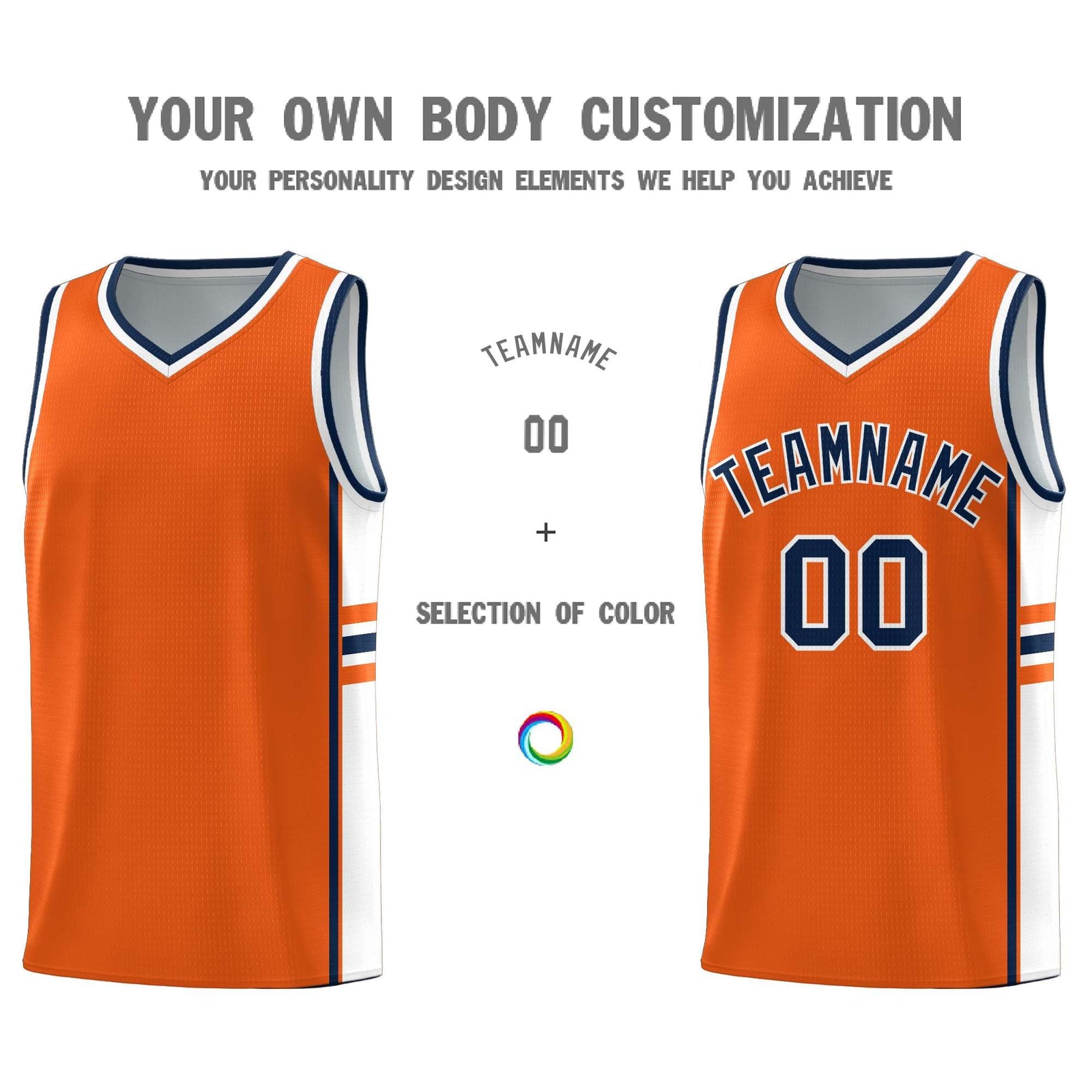 Custom Youth Basketball Jersey - Orange White Two-Tone Classic Varsity Uniform