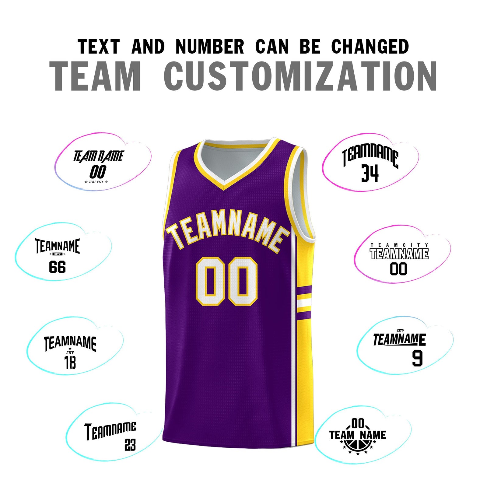 Custom Youth Basketball Jersey - Purple Gold Two-Tone Varsity Jersey Set