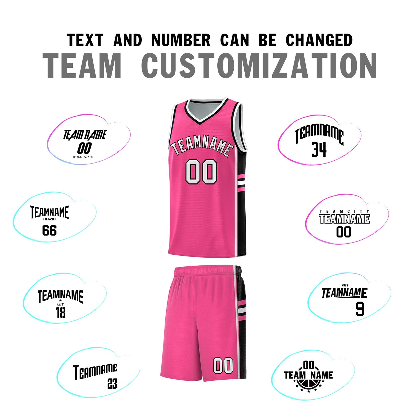 Custom Youth Basketball Jersey - Pink Black Two-Tone Varsity Jersey Set