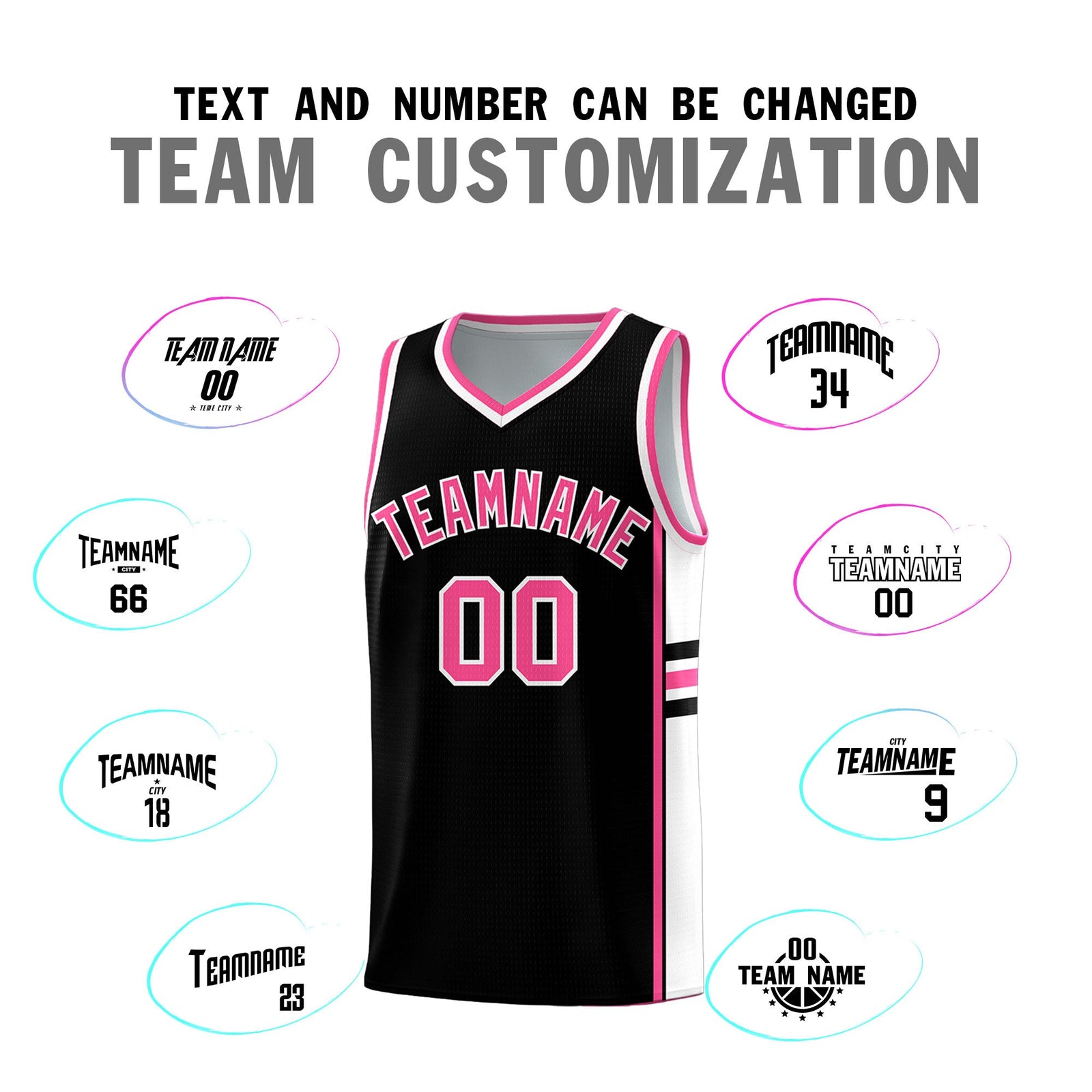 Custom Youth Basketball Jersey - Black Pink Two-Tone Classic Varsity Uniform