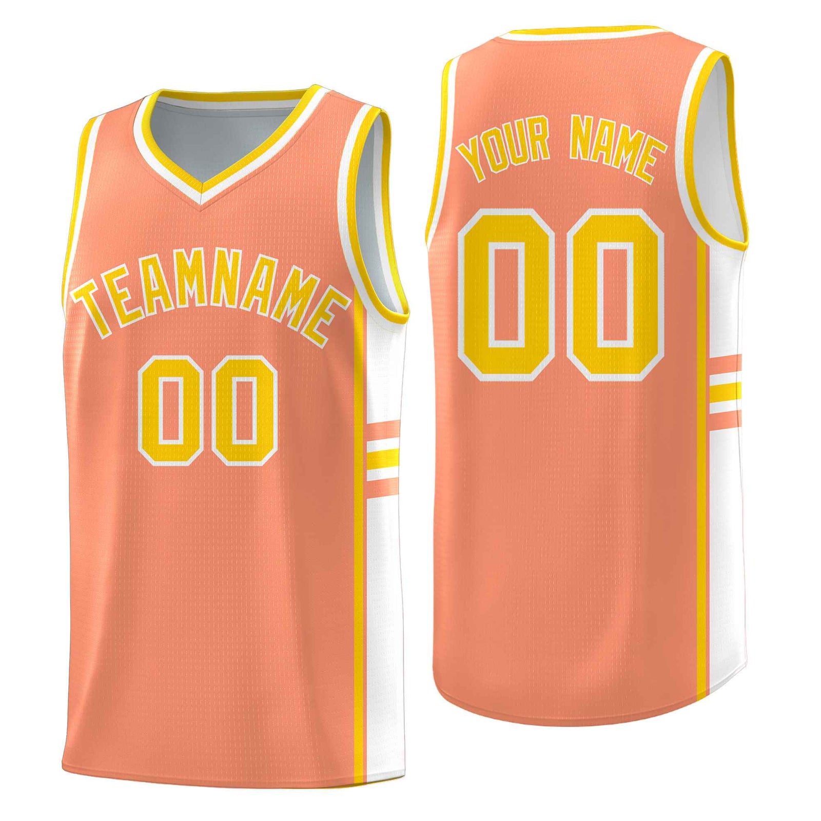 Custom Youth Basketball Jersey - Light Orange White Two-Tone Classic Varsity Uniform