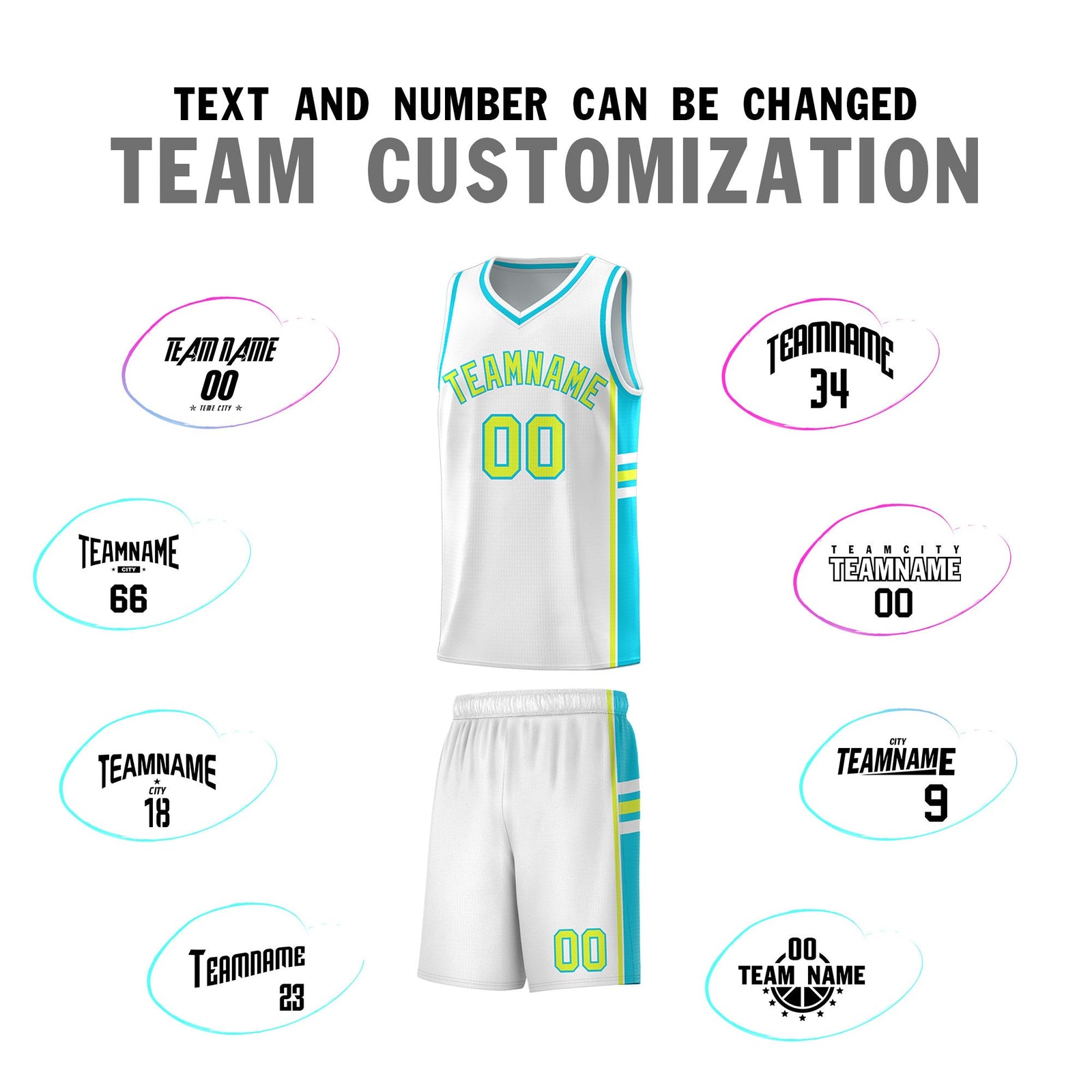 Custom Youth Basketball Jersey - White Sky Blue Two-Tone Varsity Jersey Set