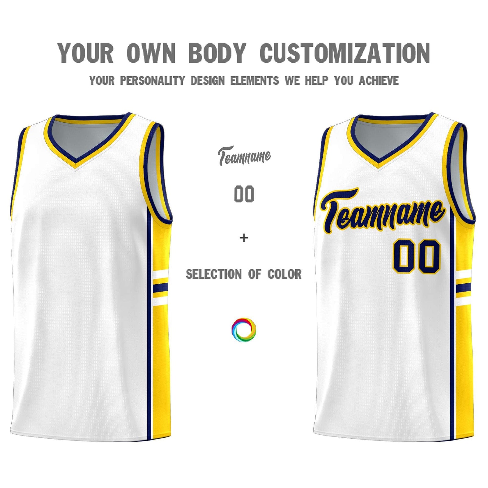 Custom Youth Basketball Jersey - White Gold Personalized Varsity Two-Tone Uniform