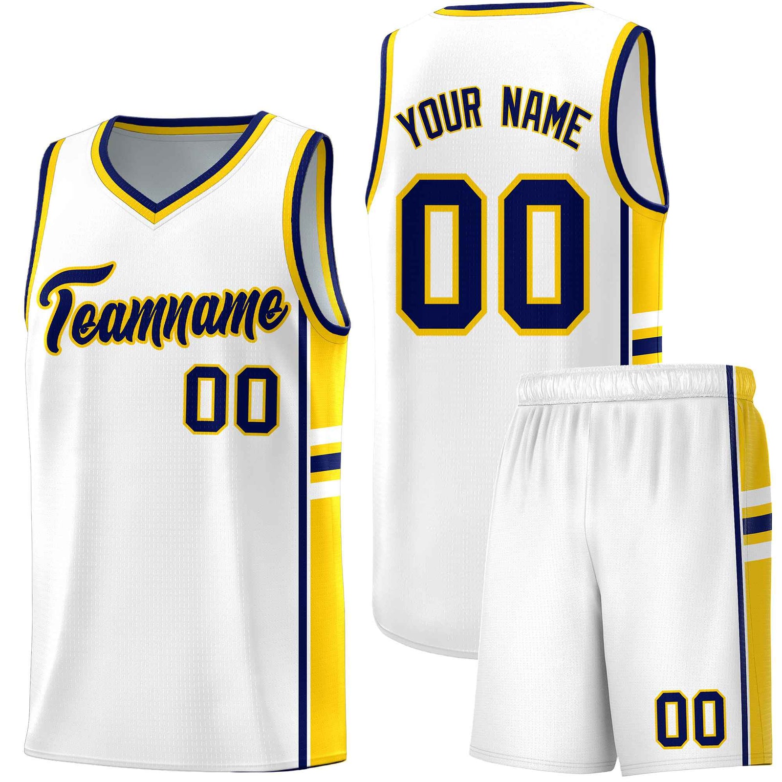 Custom Youth Basketball Jersey - White Gold Personalized Varsity Two-Tone Uniform