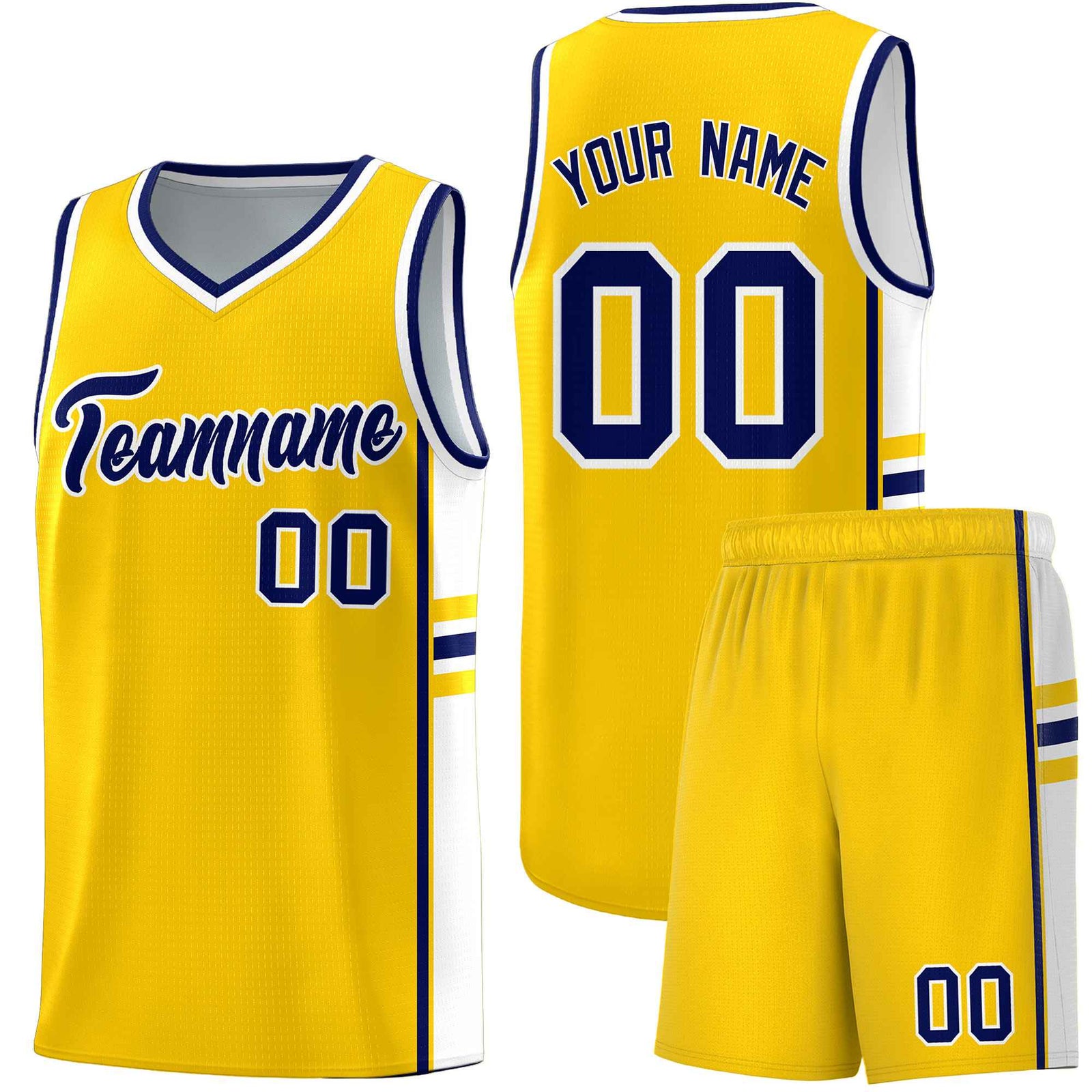Custom Youth Basketball Jersey - Gold White Two-Tone Classic Varsity Uniform