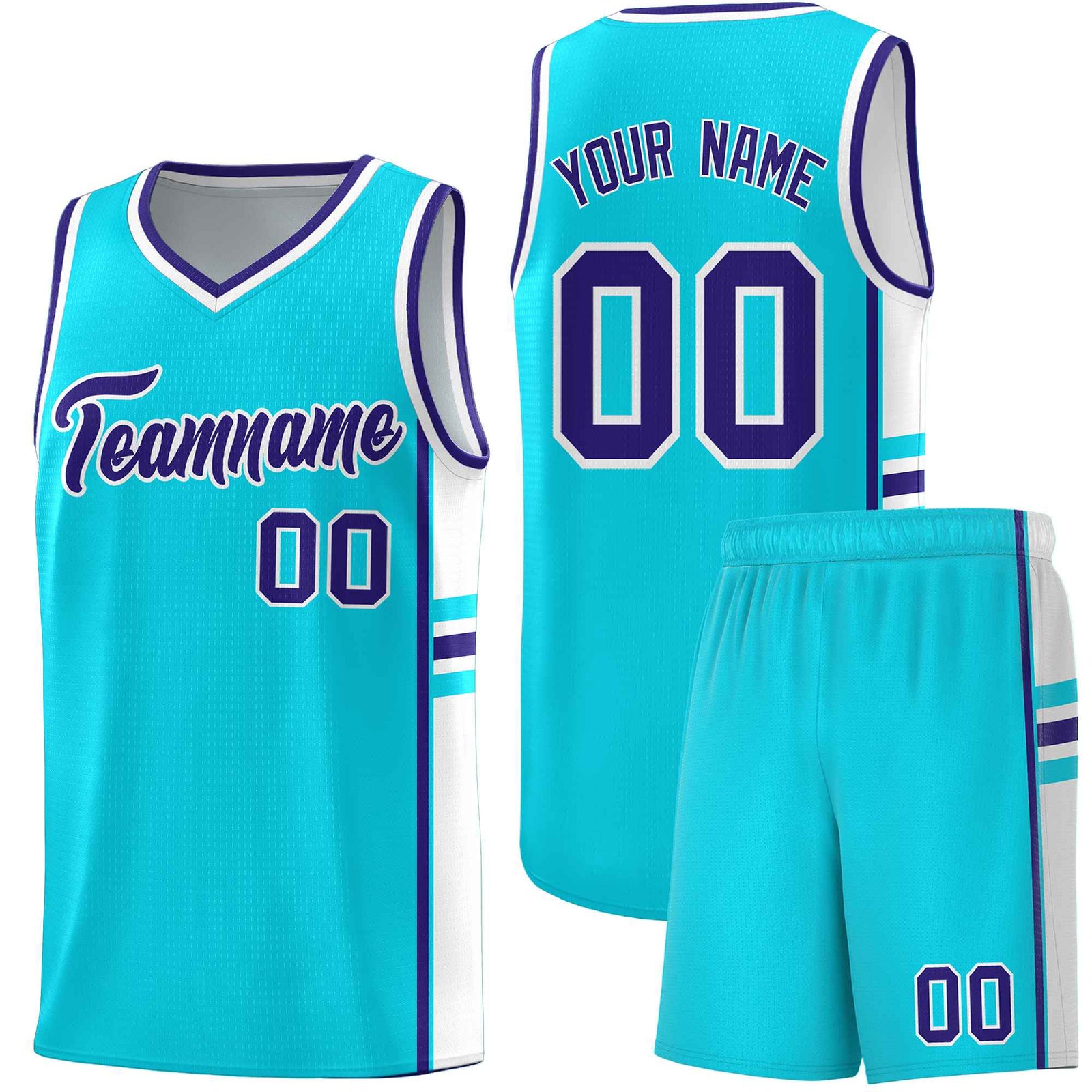 Custom Youth Basketball Jersey - Sky Blue White Two-Tone Classic Varsity Uniform