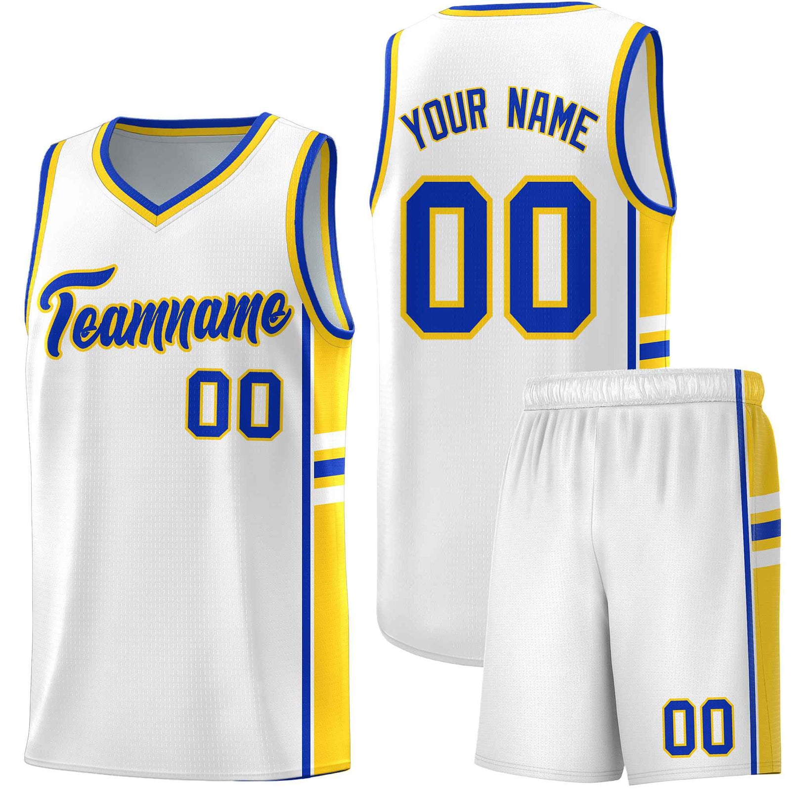 Custom Youth Basketball Jersey - White Gold Personalized Varsity Two-Tone Uniform