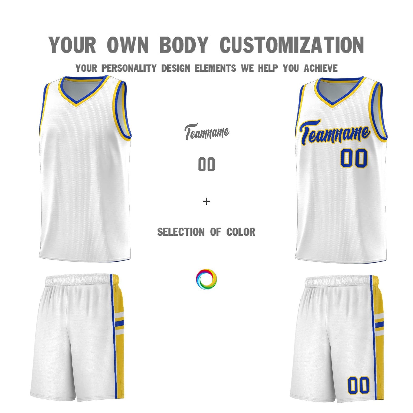Custom Youth Basketball Jersey - White Gold Personalized Varsity Two-Tone Uniform