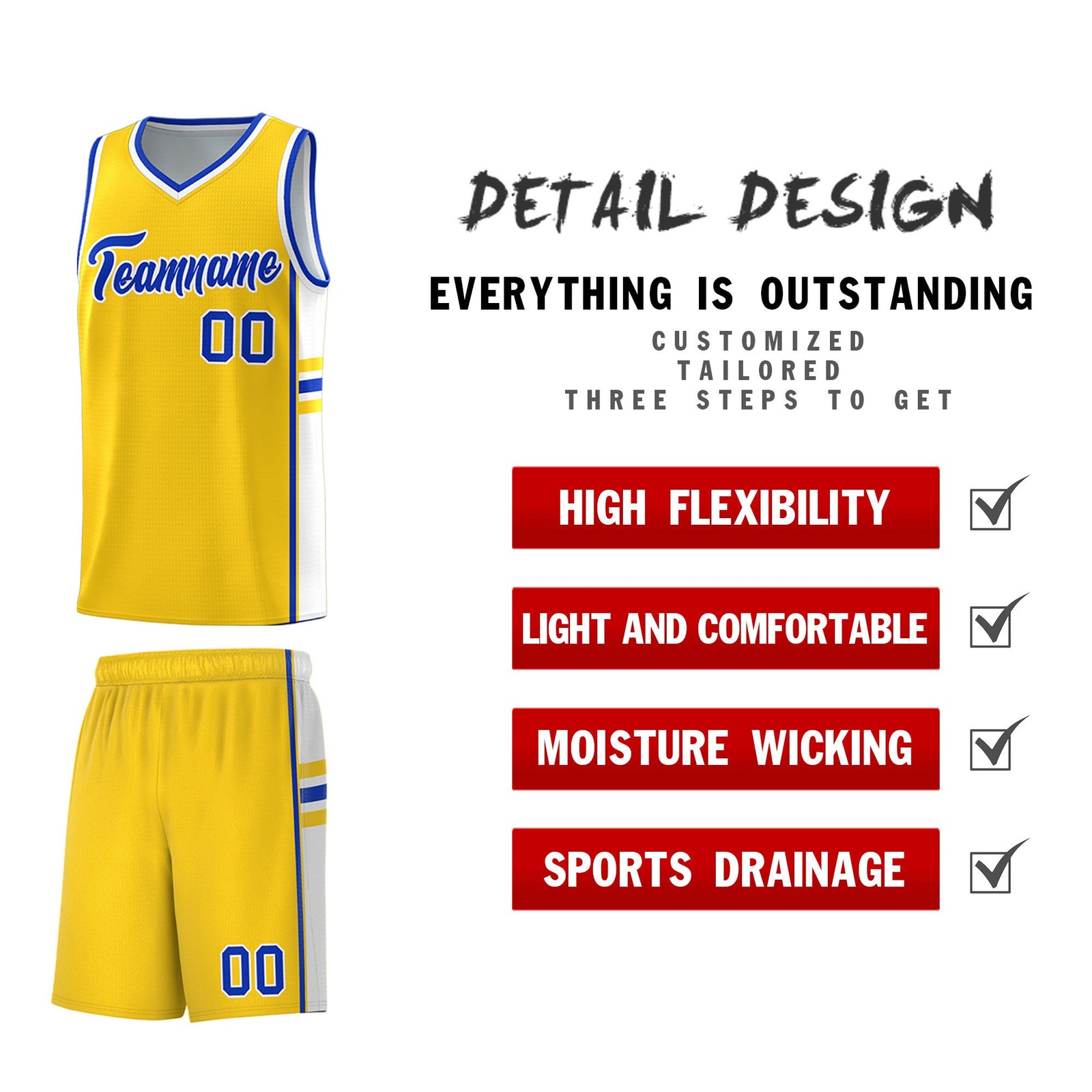 Custom Youth Basketball Jersey - Gold White Two-Tone Classic Varsity Uniform