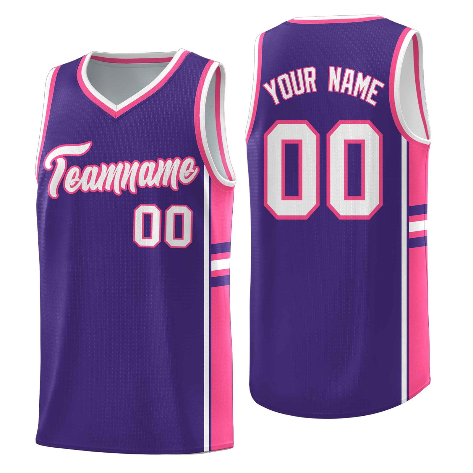 Custom Youth Basketball Jersey - Purple Pink Two-Tone Classic Varsity Uniform