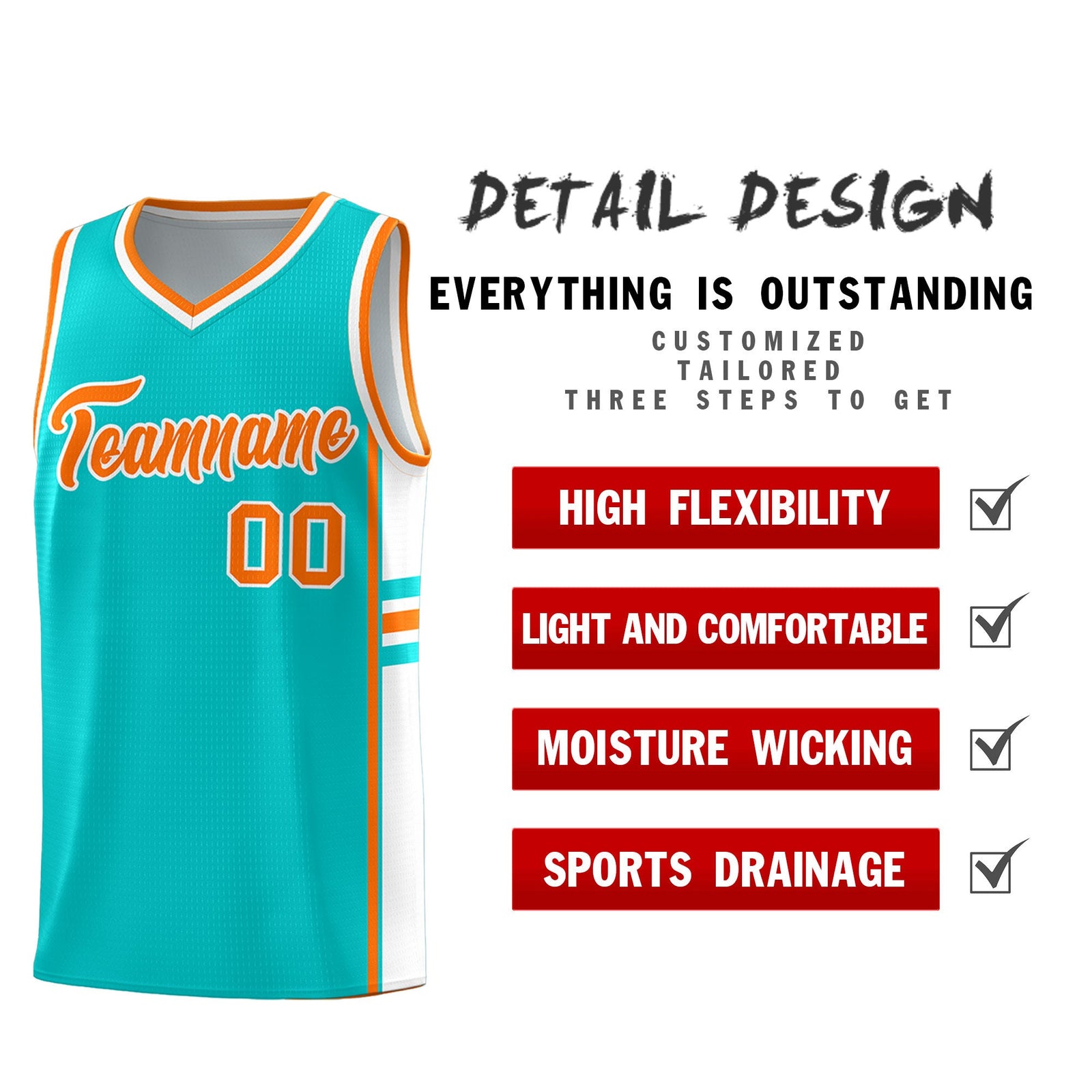 Custom Youth Basketball Jersey - Aqua White Two-Tone Classic Varsity Uniform