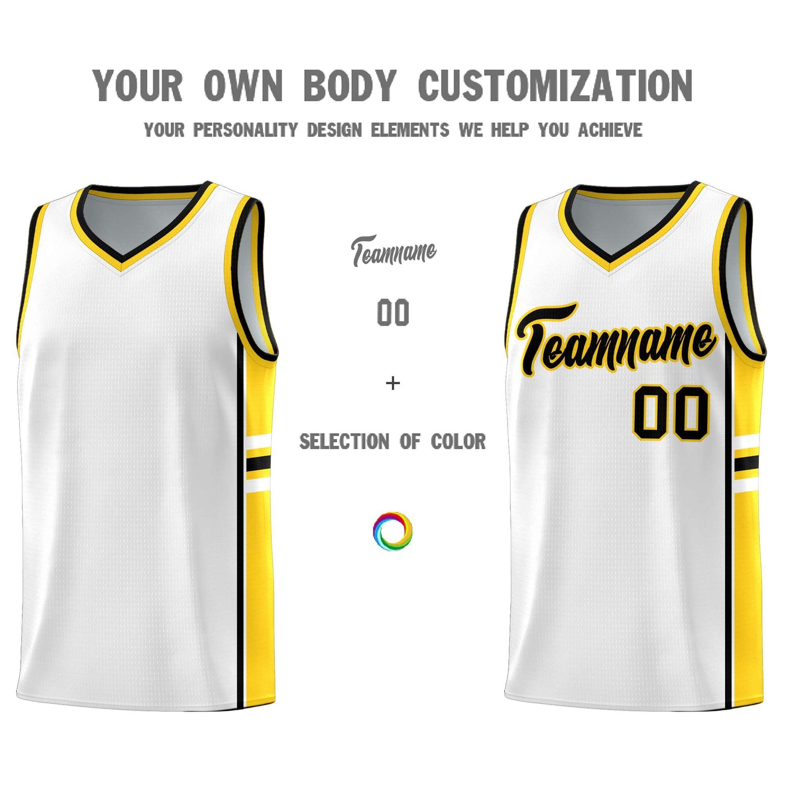 Custom Youth Basketball Jersey - White Gold Personalized Varsity Two-Tone Uniform