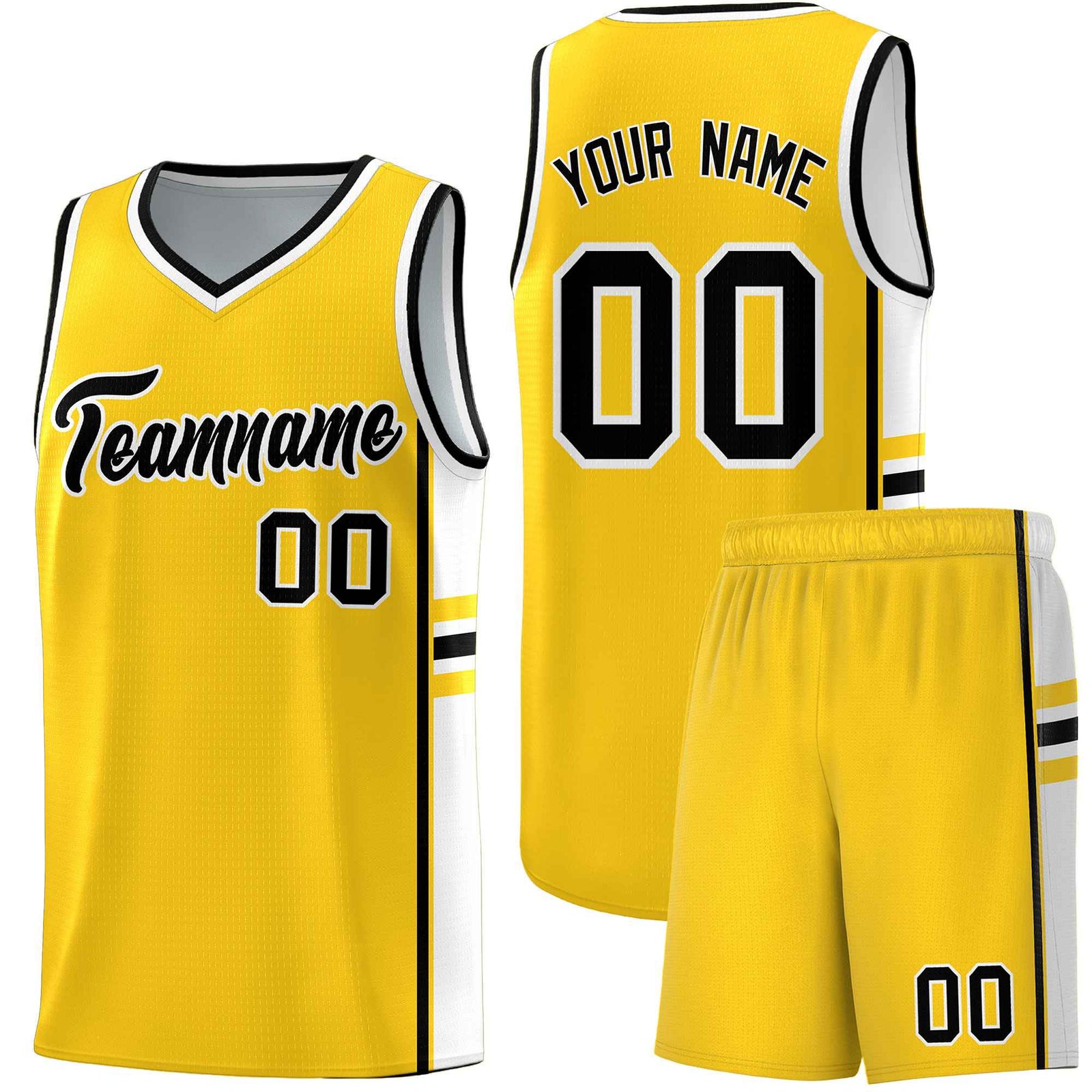 Custom Youth Basketball Jersey - Gold White Two-Tone Classic Varsity Uniform