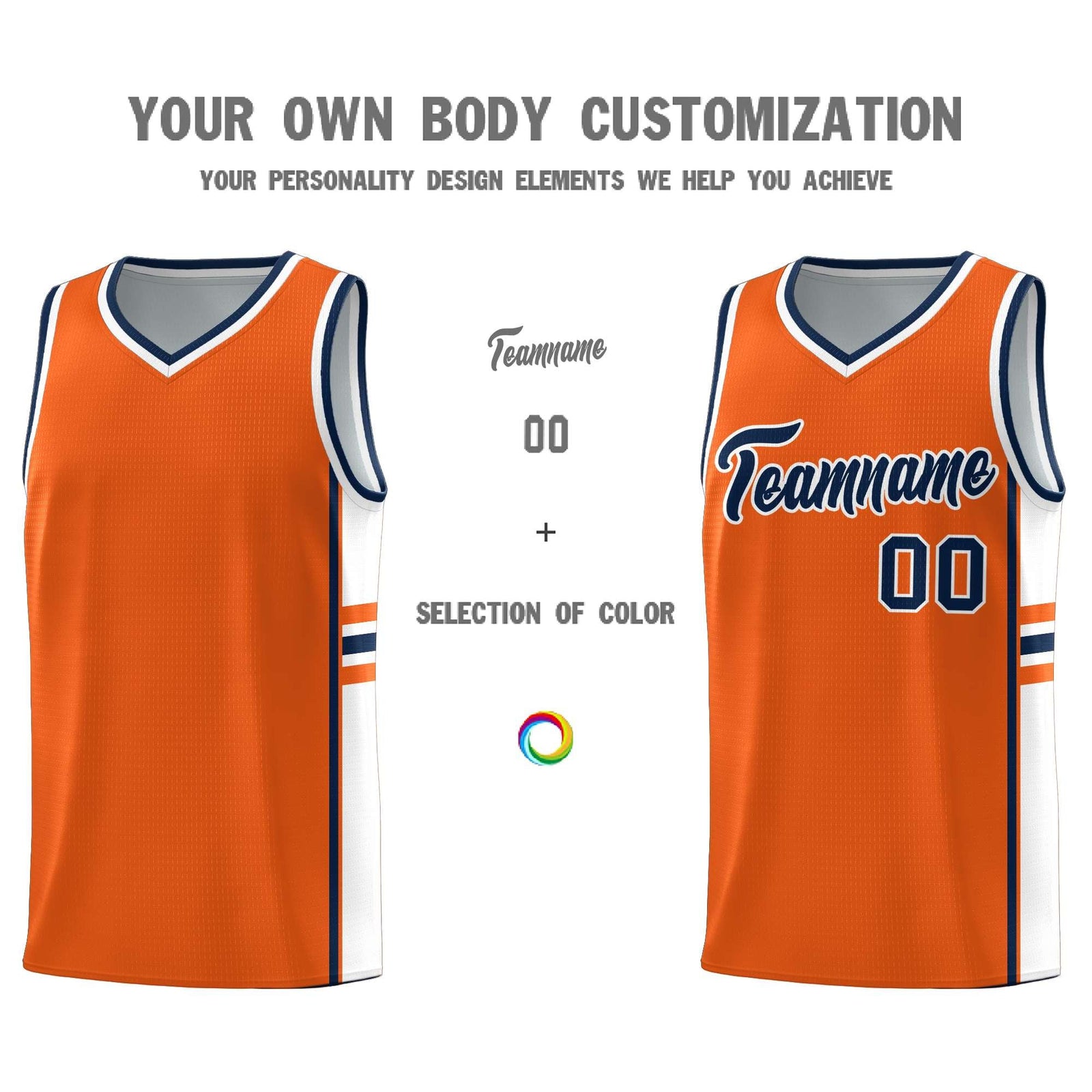 Custom Youth Basketball Jersey - Orange White Two-Tone Classic Varsity Uniform