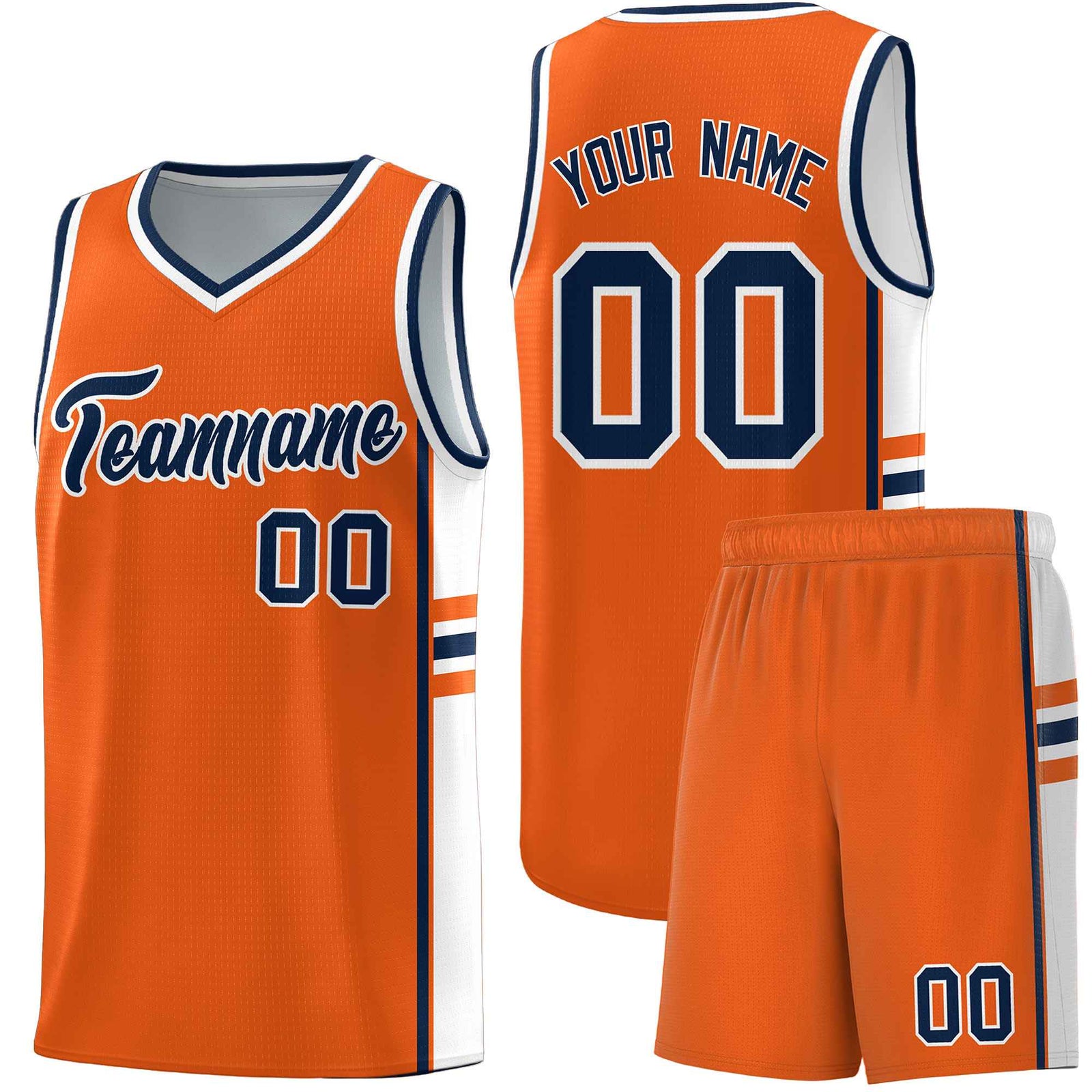 Custom Youth Basketball Jersey - Orange White Two-Tone Classic Varsity Uniform