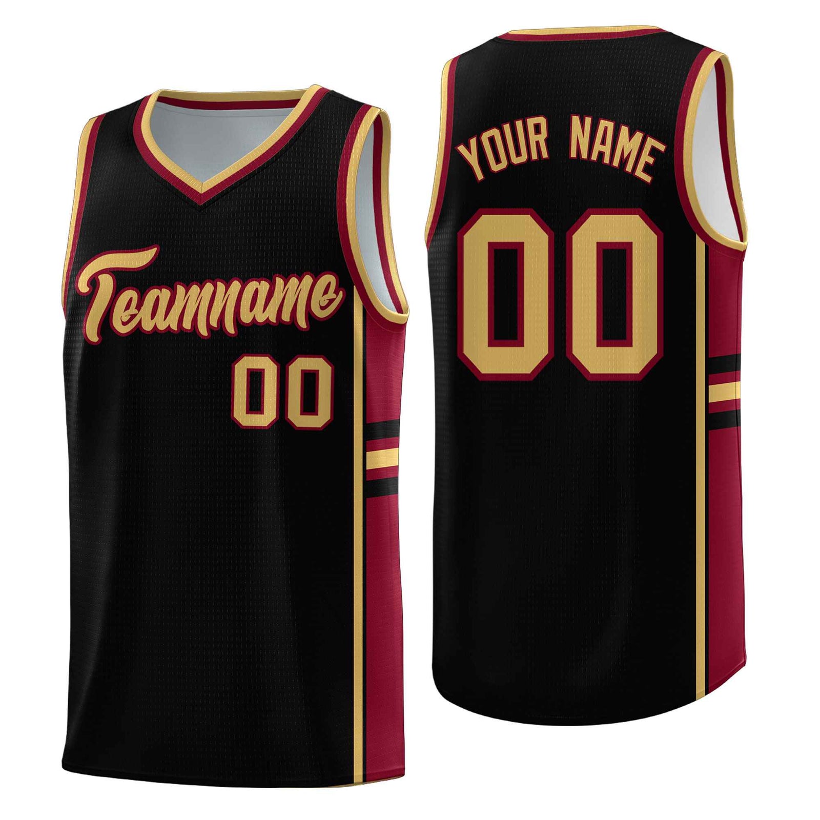 Custom Youth Basketball Jersey - Black Crimson Two-Tone Varsity Jersey Set