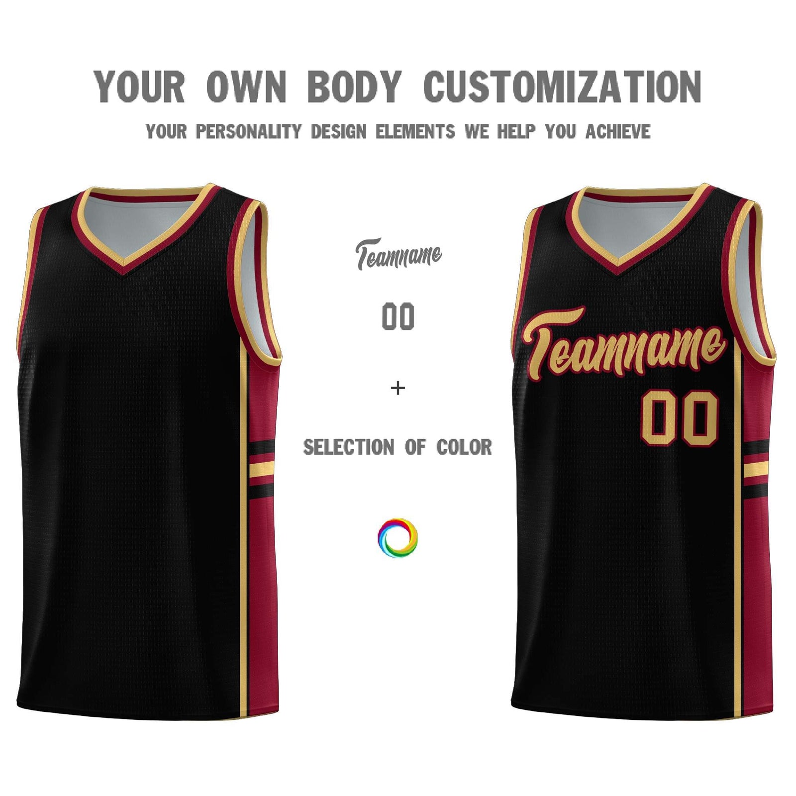 Custom Youth Basketball Jersey - Black Crimson Two-Tone Varsity Jersey Set