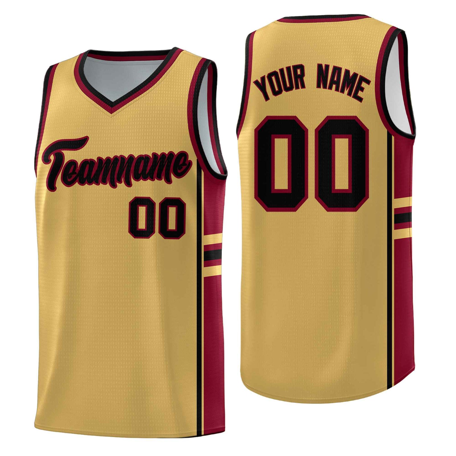 Custom Youth Basketball Jersey - Old Gold Crimson Two-Tone Classic Varsity Uniform
