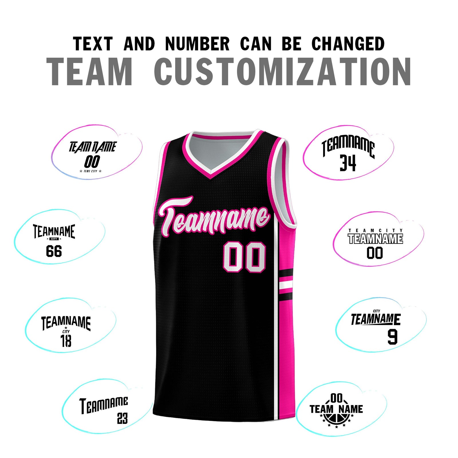 Custom Youth Basketball Jersey - Black Pink Two-Tone Classic Varsity Uniform