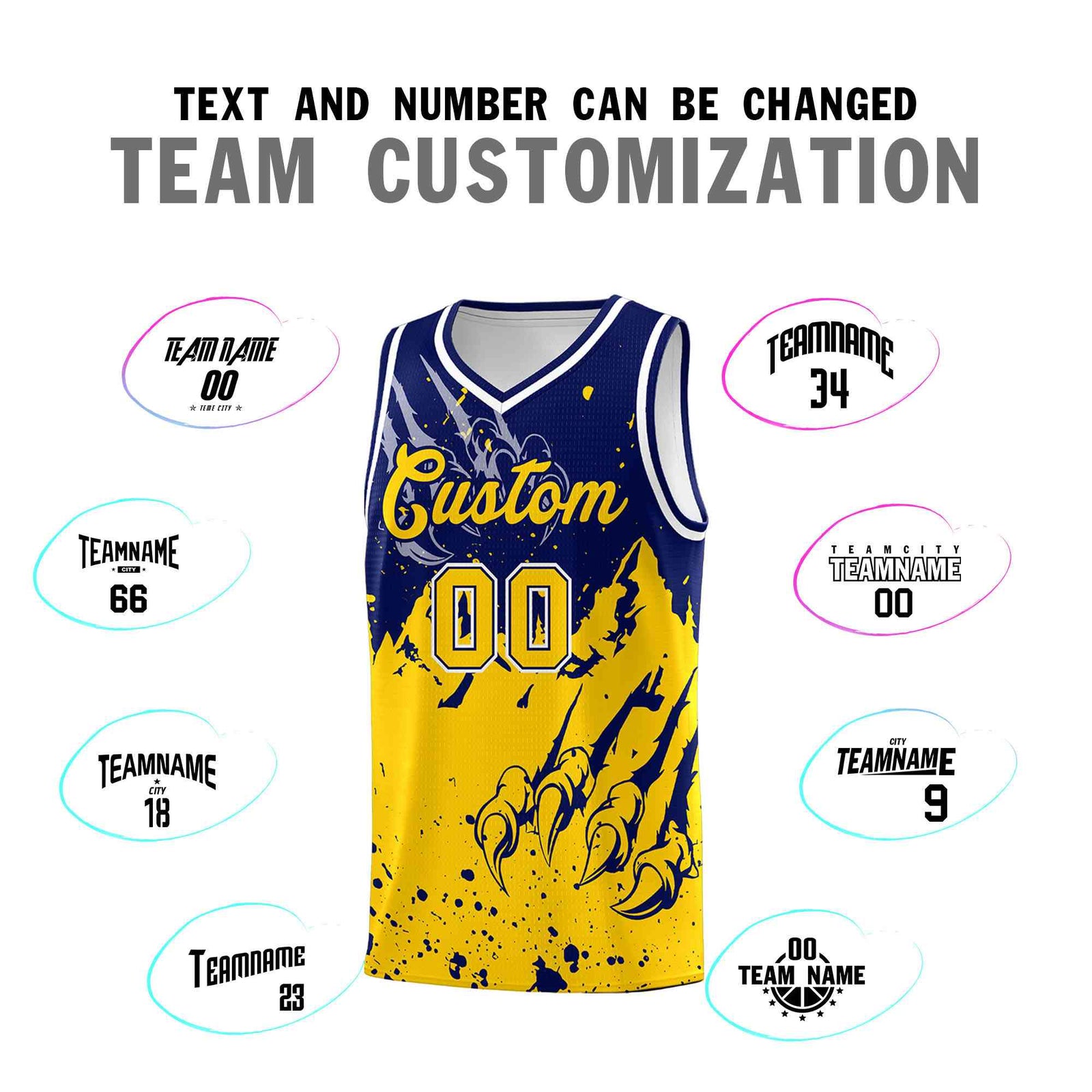 Custom Navy Gold Snow Mountain Beast Pattern Sports Uniform Basketball Jersey| KXKSHOP