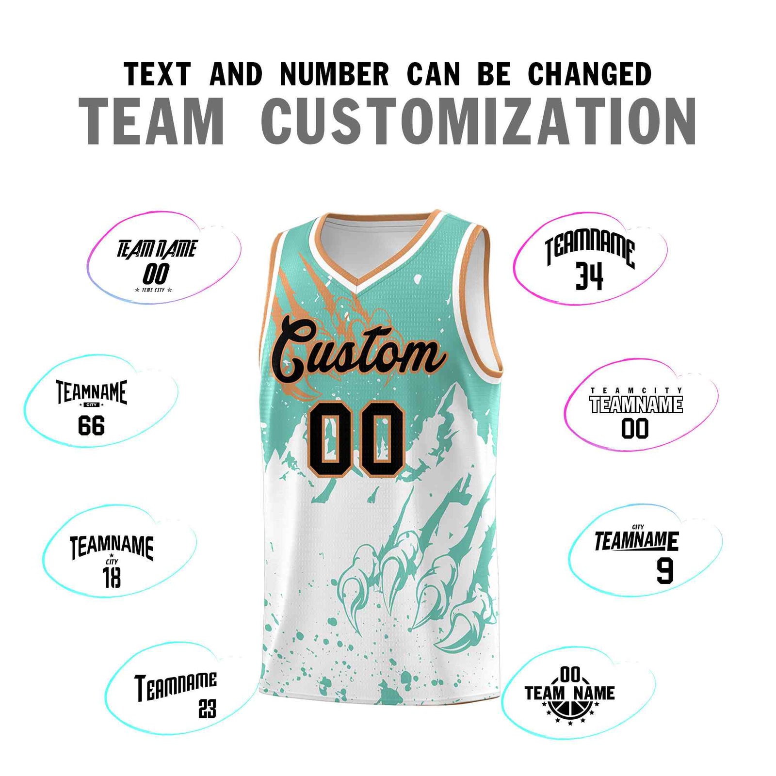 Custom Bright Green White Snow Mountain Beast Pattern Sports Uniform Basketball Jersey| KXKSHOP