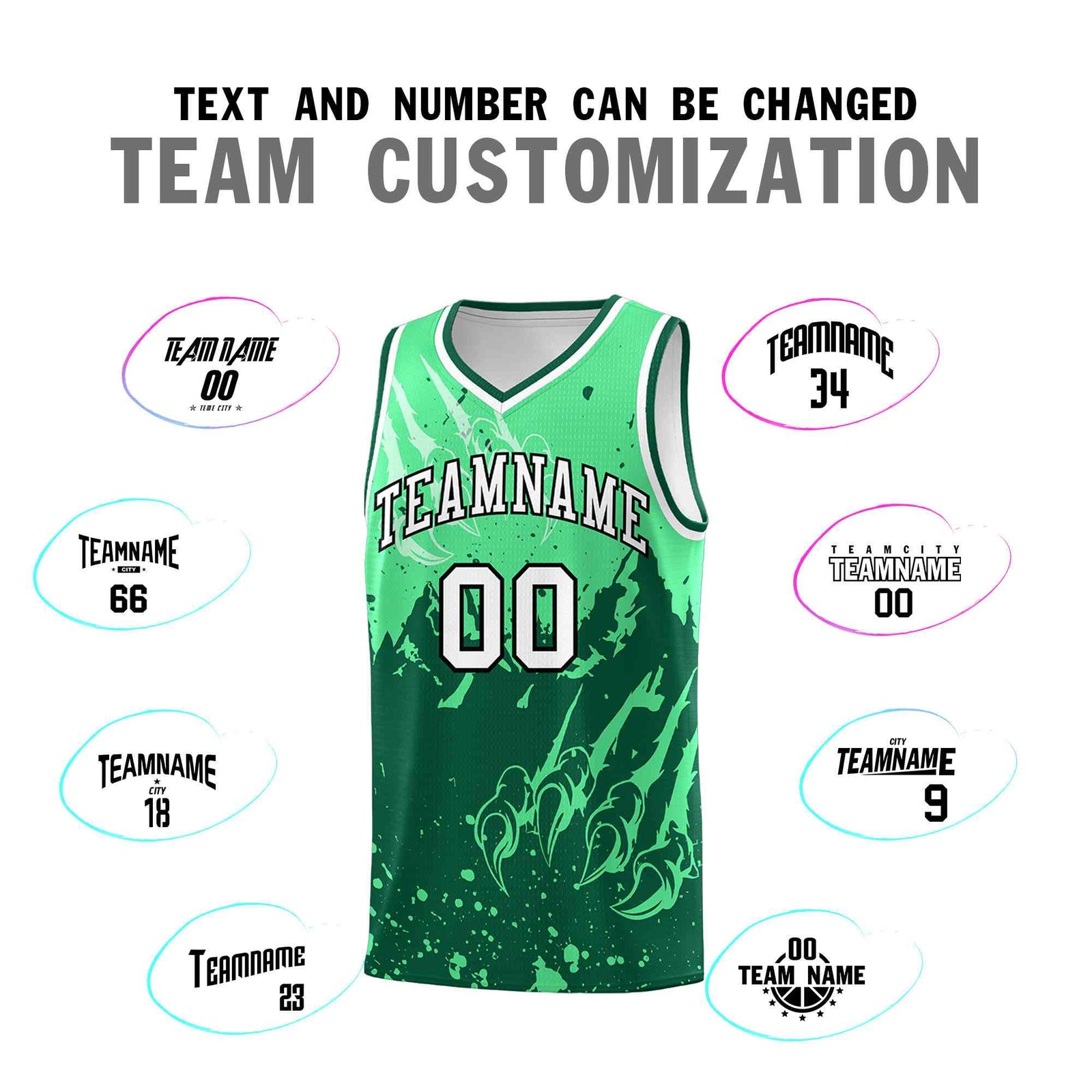 Custom Green Kelly Green Snow Mountain Beast Pattern Sports Uniform Basketball Jersey