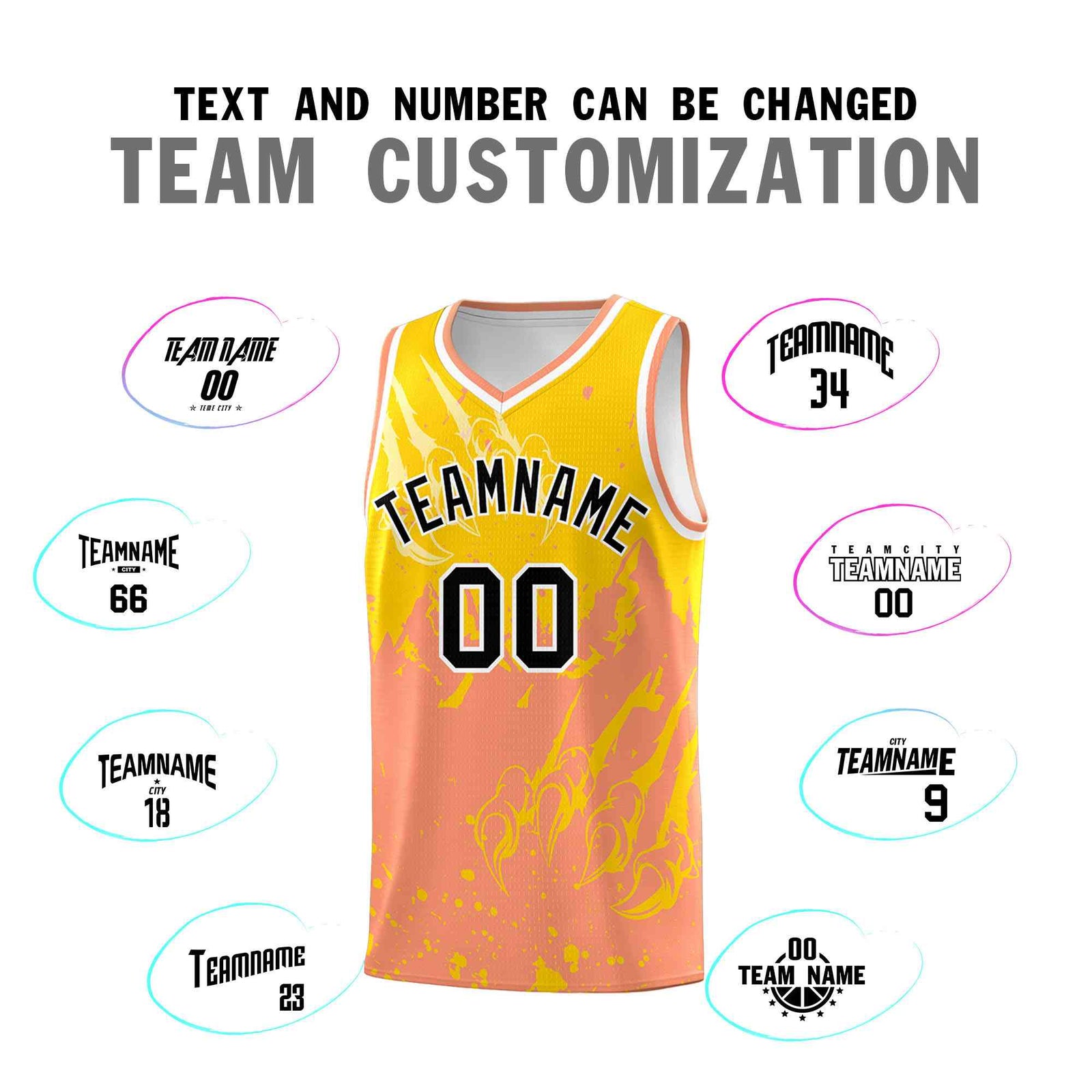 Custom Gold Light Orange Snow Mountain Beast Pattern Sports Uniform Basketball Jersey