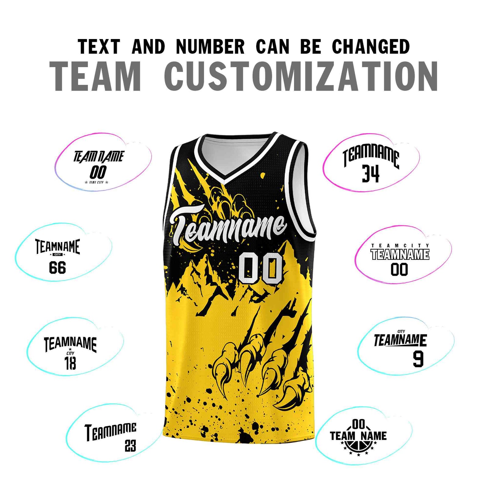 Custom Black Gold Snow Mountain Beast Pattern Sports Uniform Basketball Jersey