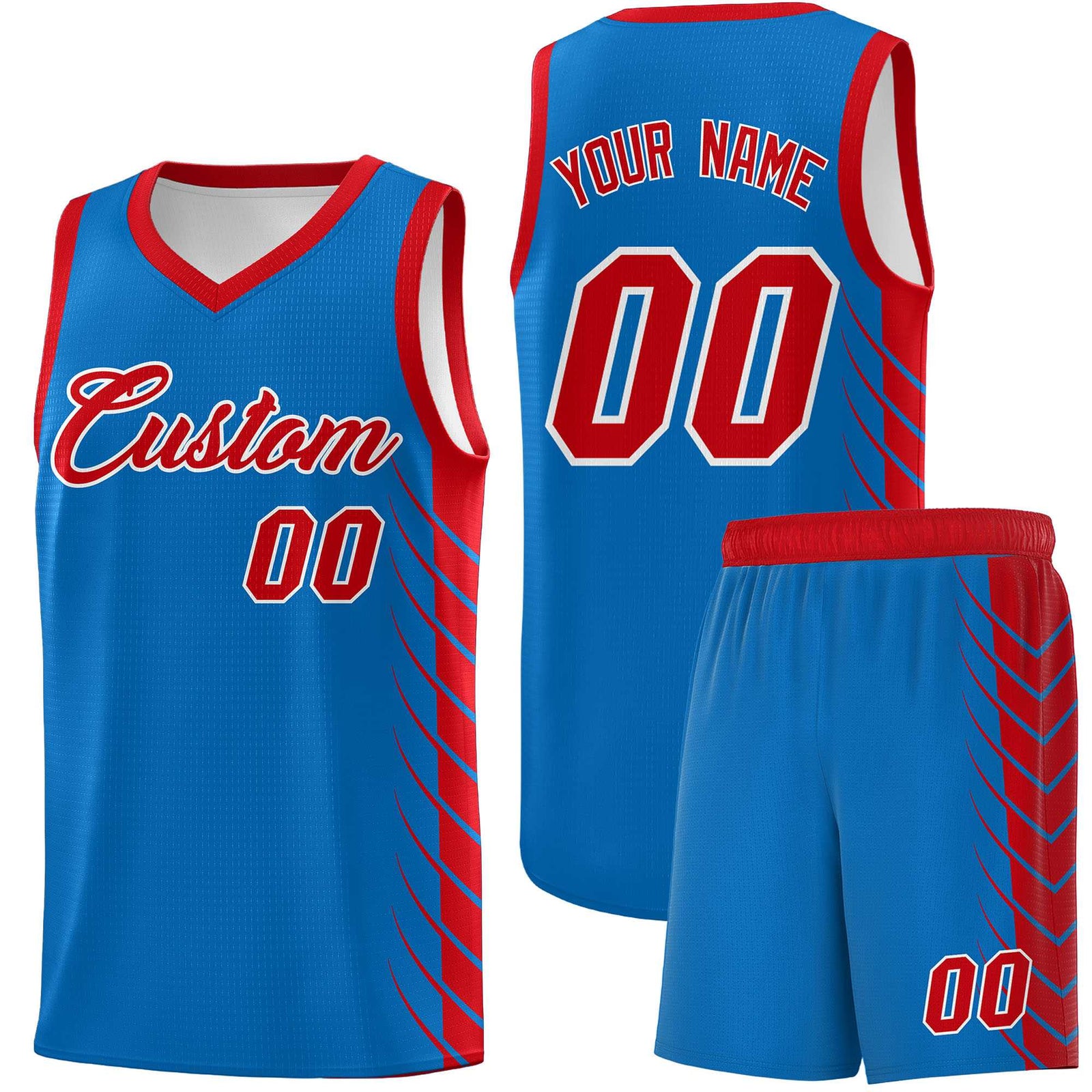 Custom Royal Red Personalized Side Symmetrical Line Pattern Sports Uniform Basketball Jersey