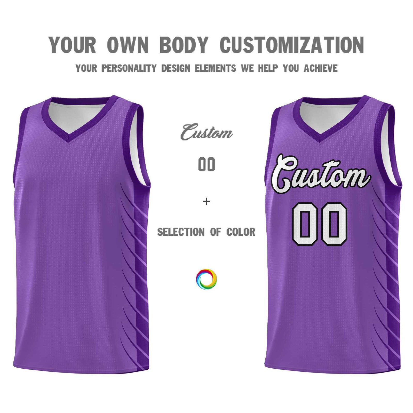 Custom Light Purple Purple Personalized Side Symmetrical Line Pattern Sports Uniform Basketball Jersey| KXKSHOP