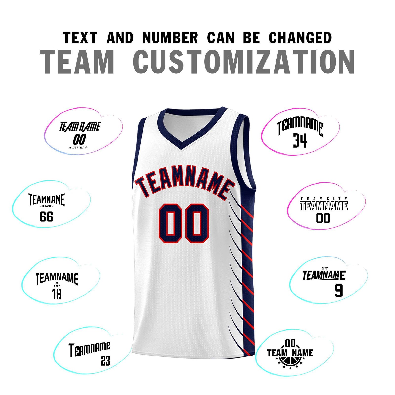 Custom White Navy Personalized Side Symmetrical Line Pattern Sports Uniform Basketball Jersey