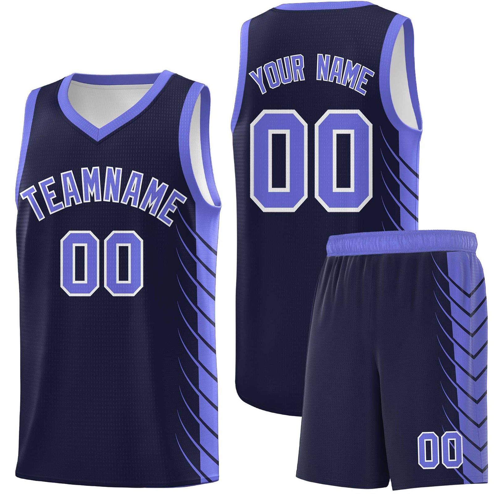 Custom Navy Purple Personalized Side Symmetrical Line Pattern Sports Uniform Basketball Jersey