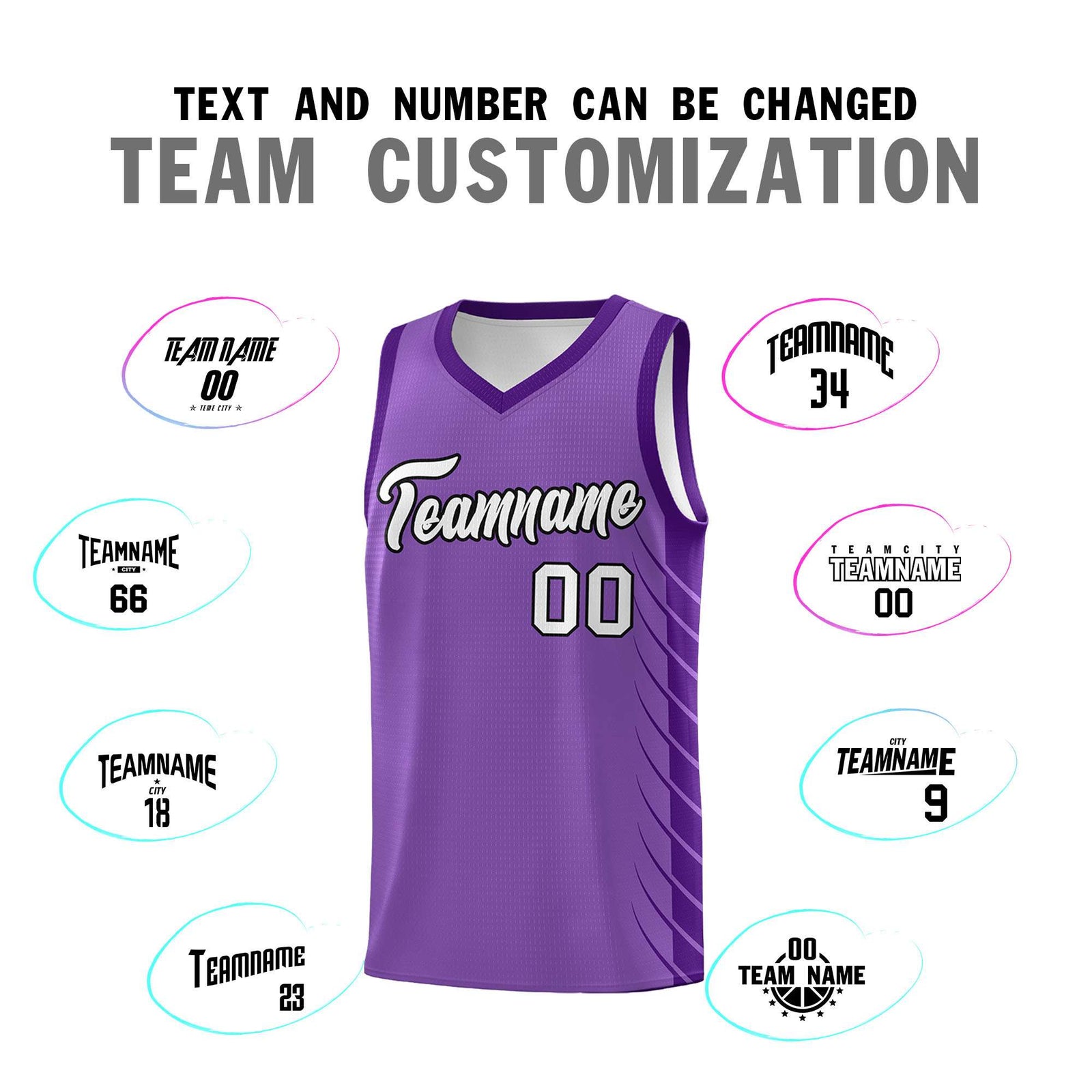 Custom Light Purple Purple Personalized Side Symmetrical Line Pattern Sports Uniform Basketball Jersey