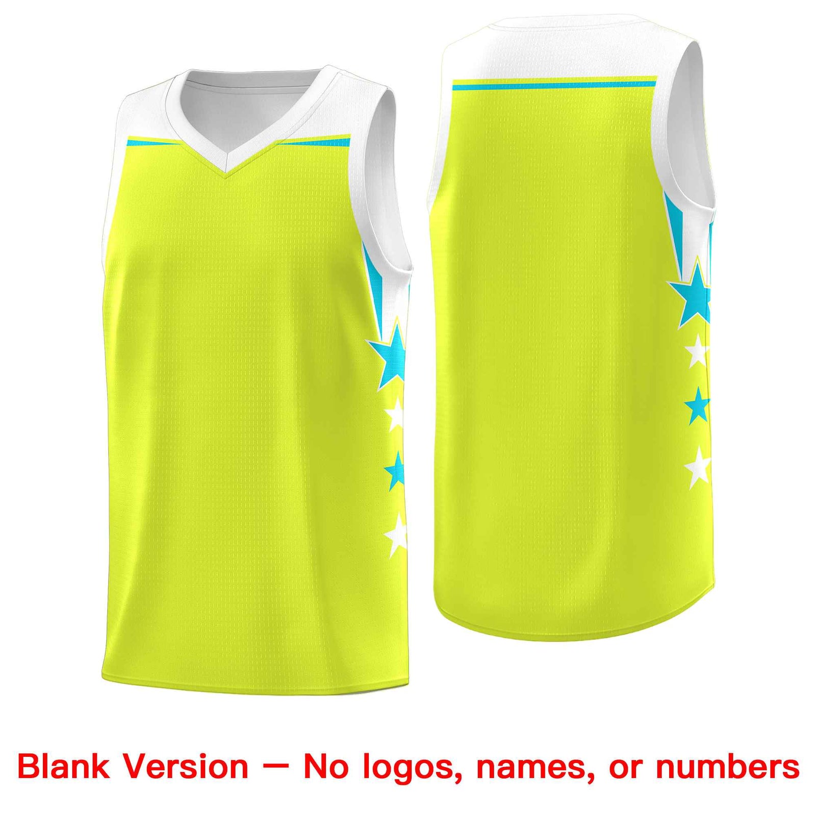 Custom Youth Basketball Uniform Fluorescent Green White Two Tone Side Star Personalized Team Jersey