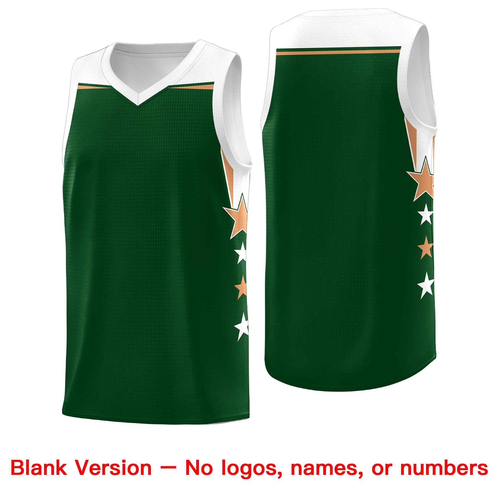 Custom Youth Basketball Uniform Green White Two Tone Side Star Personalized Team Jersey