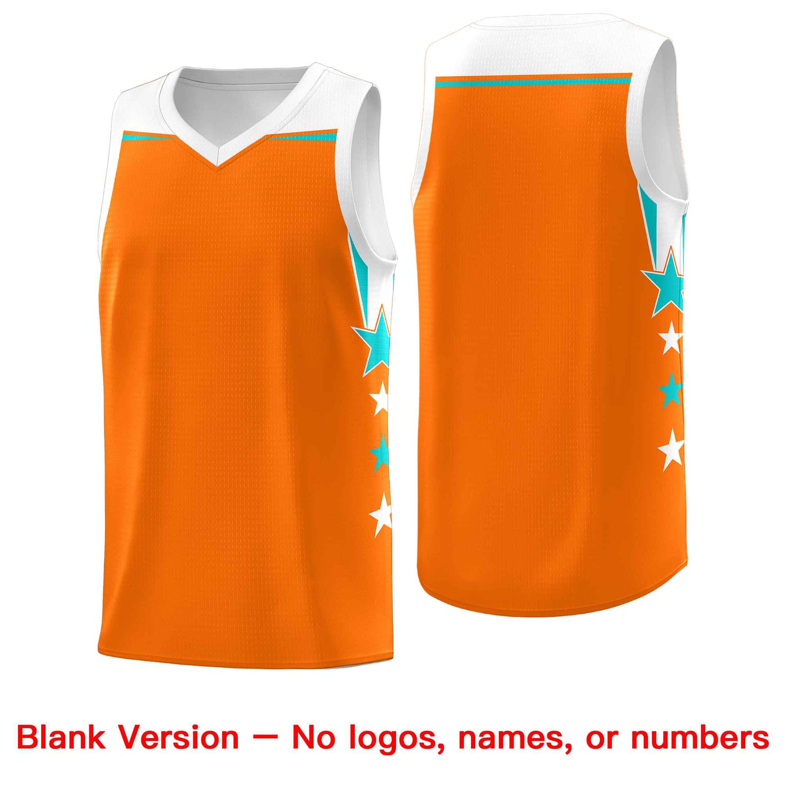 Custom Youth Basketball Uniform Orange White Two Tone Side Star Add Name Number & Logo