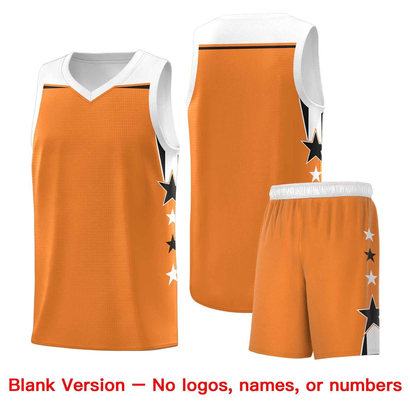 Custom Youth Basketball Uniform Gold Orange White Two Tone Side Star Add Name Number & Logo